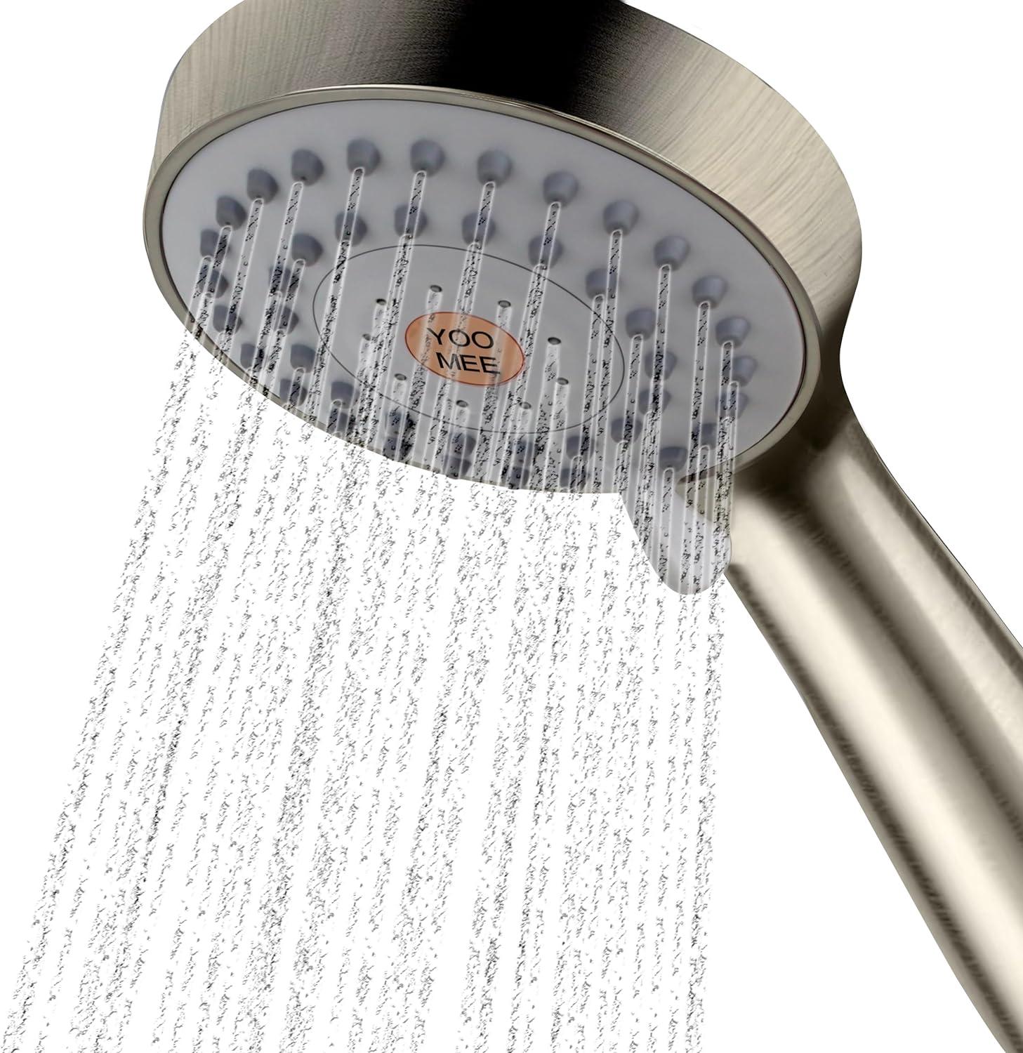 YOO.MEE High Pressure Handheld Shower Head with Powerful Shower Spray against Low Pressure Water Supply Pipeline, Multi-Functions, W/ 79'' Hose, Bracket, Brushed Nickel Finish