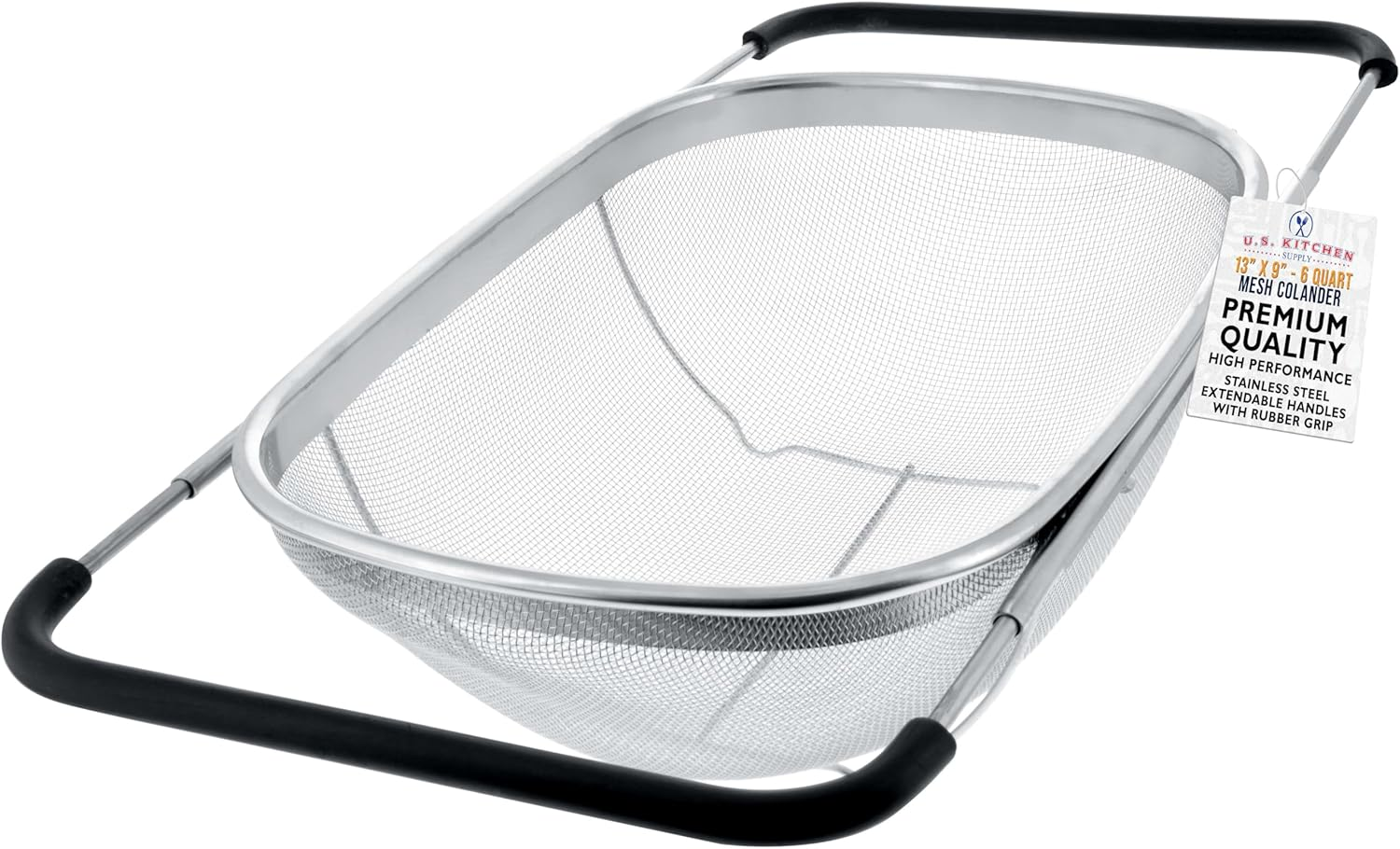 Colador de acero inoxidable Kitchen Supply 6 cuartos plegable Colador Ampliable