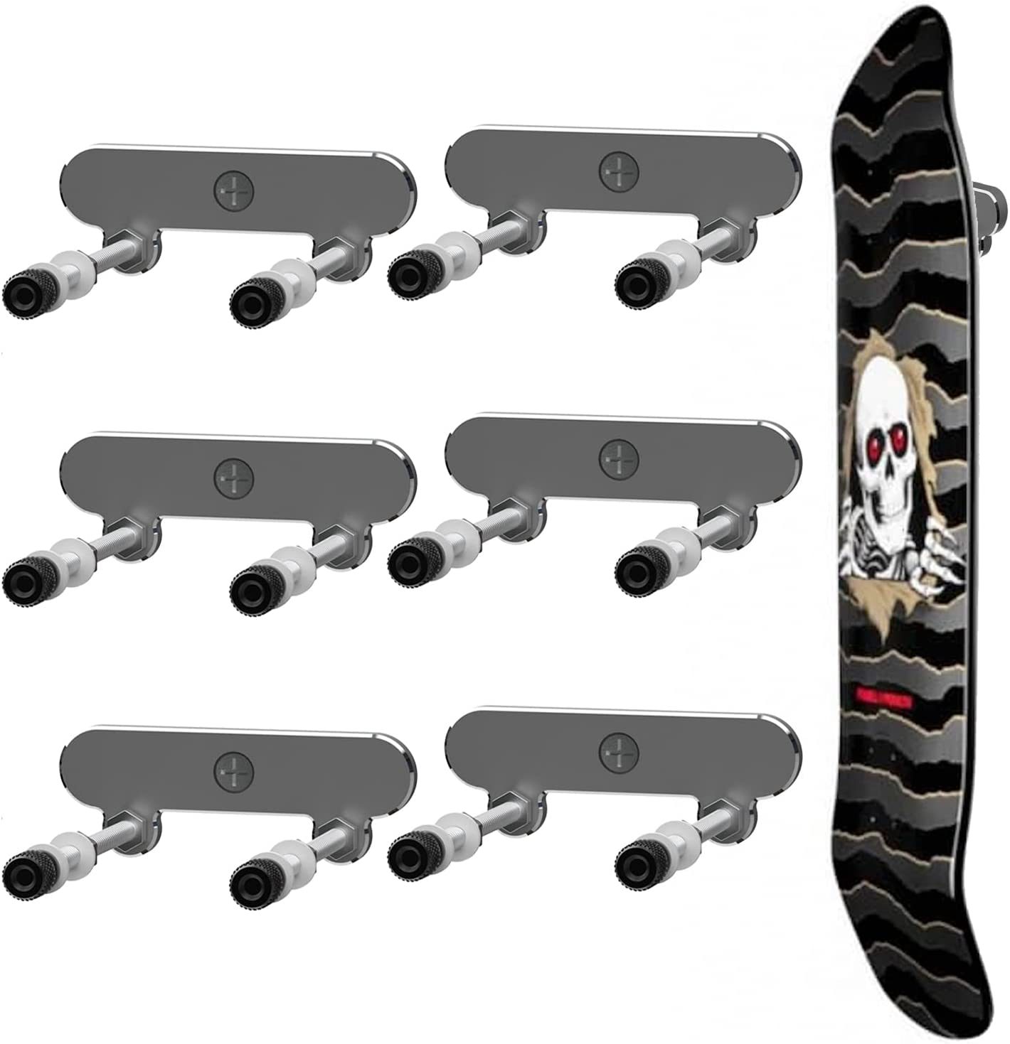 6 Pack Skateboard Wall Mount Hangers Aluminum Display Rack Horizontal & Vertical