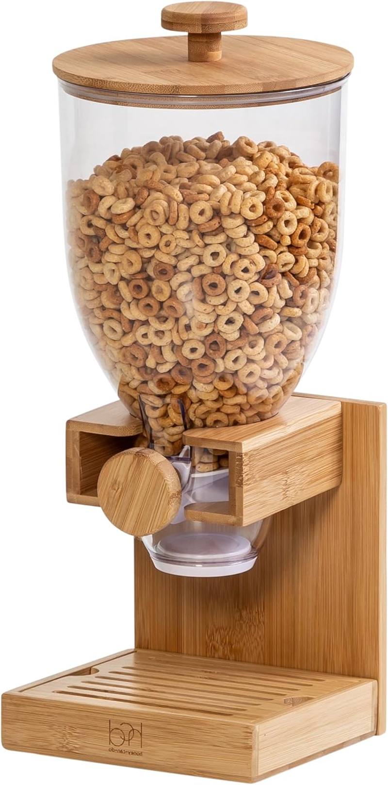 Bamboo Cereal Dispenser with Airtight Lid – Countertop Dry Food Dispenser for Kitchen Organization – Eco-Friendly Cereal Container for Pantry