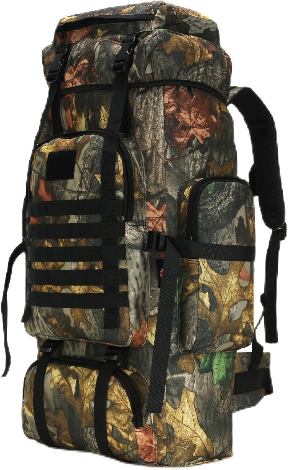 Wintming 70L Camping Hiking Backpack Molle Rucksack Waterproof Traveling Daypack, No Internal Frame (Black)