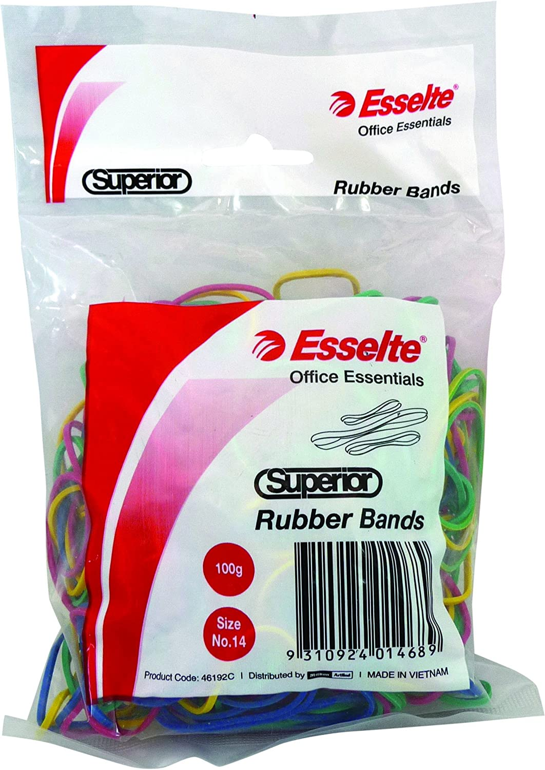 Superior Rubberbands No. 14 Colour 100Gm Bag Assorted