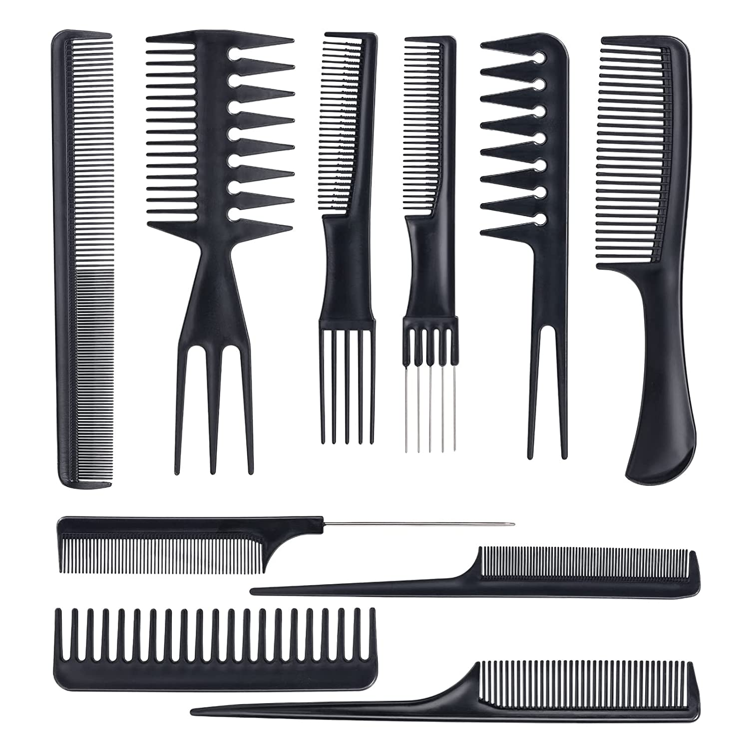 Styling Hair Comb 10PCS Hair Stylists Professional Styling Comb Set Variety Pack Great for All Hair Types & Styles