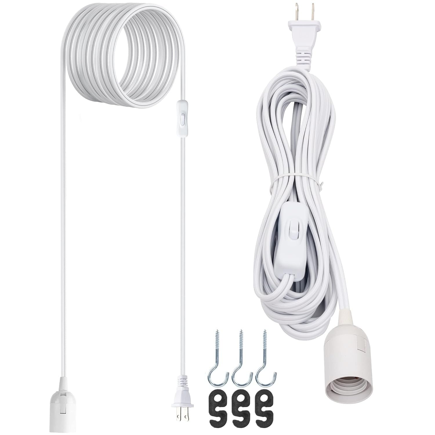 20Ft UL Approval Extension Hanging Lantern Pendant Light Lamp Cord Cable 360W Suitable for E26 E27 Socket with On/Off Switch for Paper Lantern
