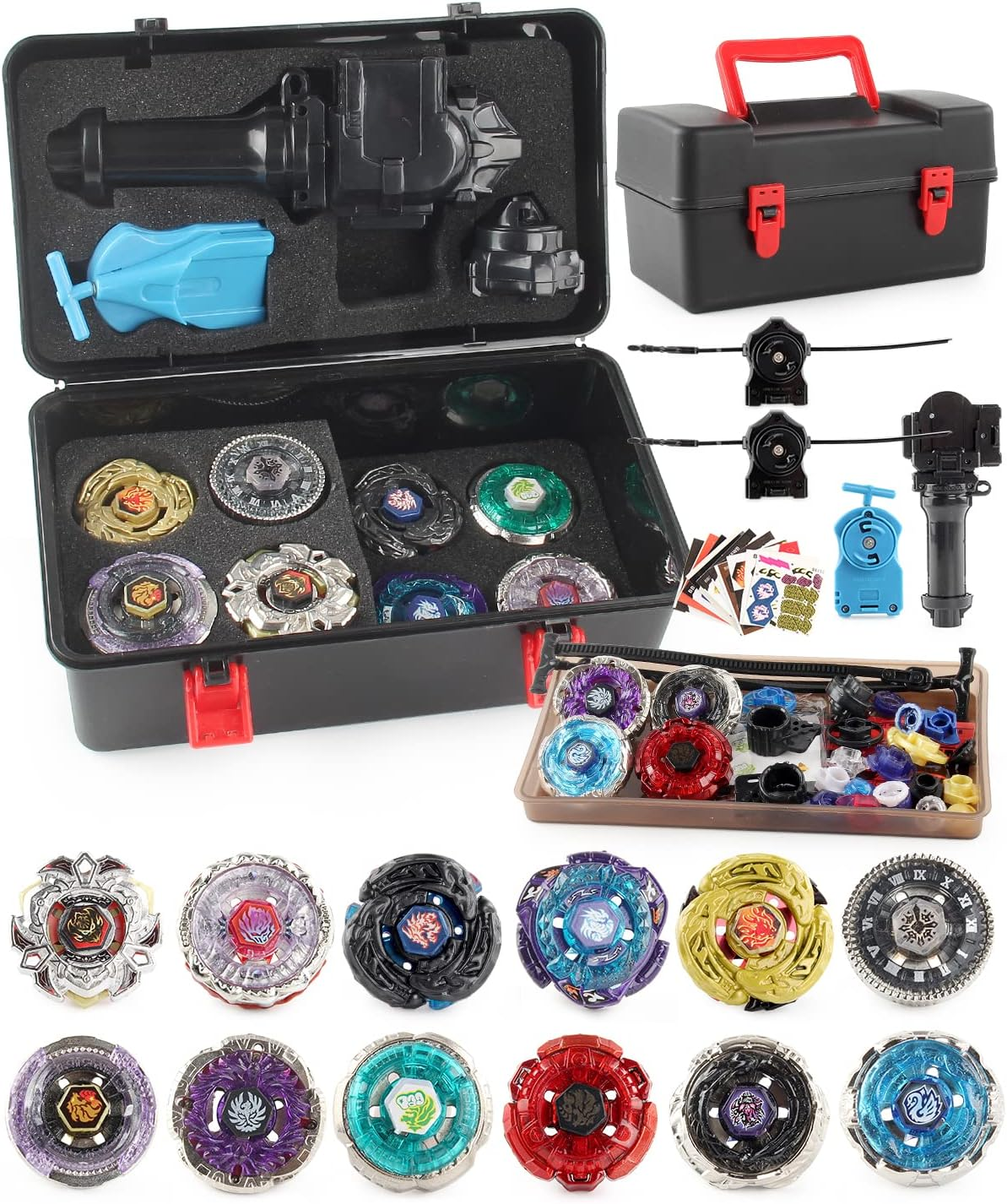 Battling Top Toy Set 12 Spinning Tops 3 Launchers Metal Fusion Gyro Game with Portable Storage Box Gift for Kids Children Boys Ages 6+…