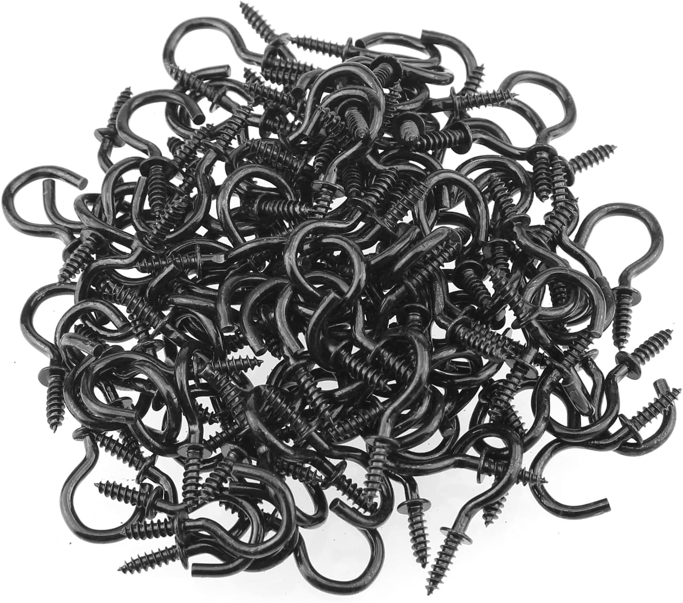 120 Pieces 3/4 Inch Cup Screw Hooks, Screw-In Hooks, Ceiling Hooks, Self-Tapping Screws Hooks, Hanging Hooks, Screw Hooks, Black