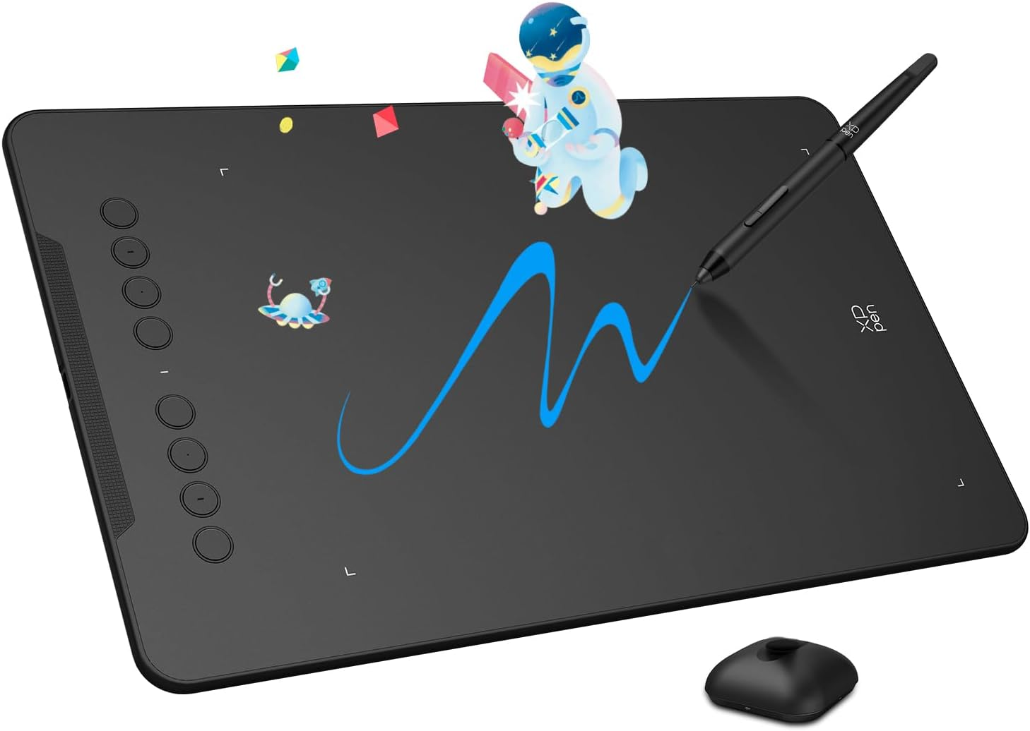 Drawing Tablet - 10x6.25 Inch Deco 01 V3 Drawing Pad, Graphic Tablet 16384 Levels Pressure Battery-Free Pen with Tilt Function and 8 Shortcut Keys, Compatible with PC, Chromebook, Android，MAC