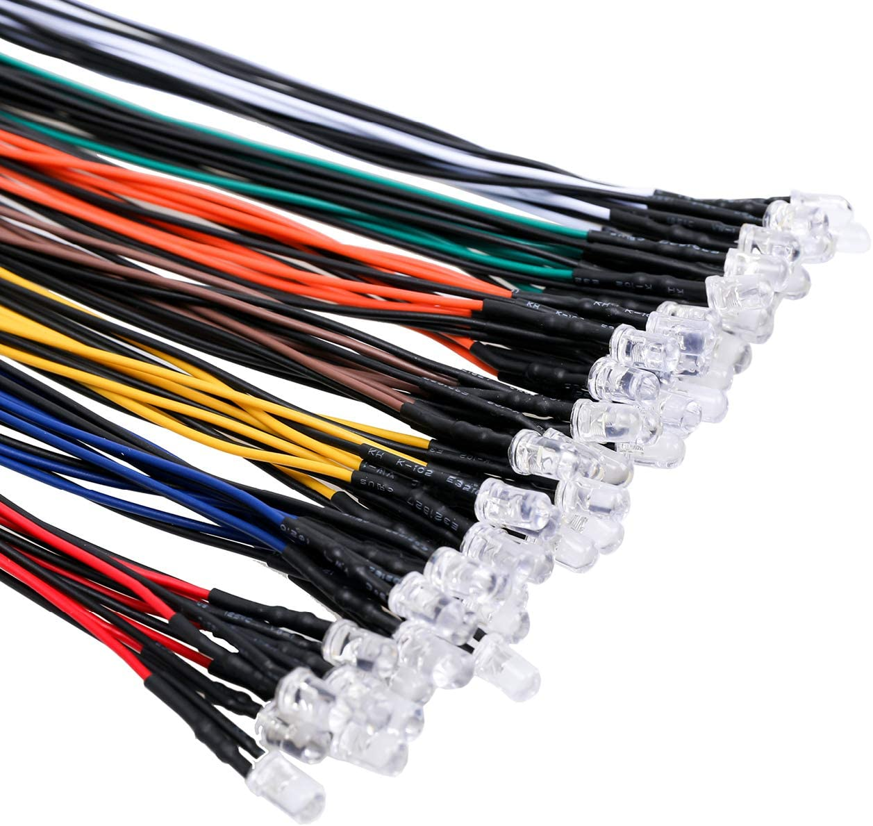 56 Pcs 12V LED Lights, 7 Colors, Pre-Wired 5mm Assorted Kit, Small LED Bulbs