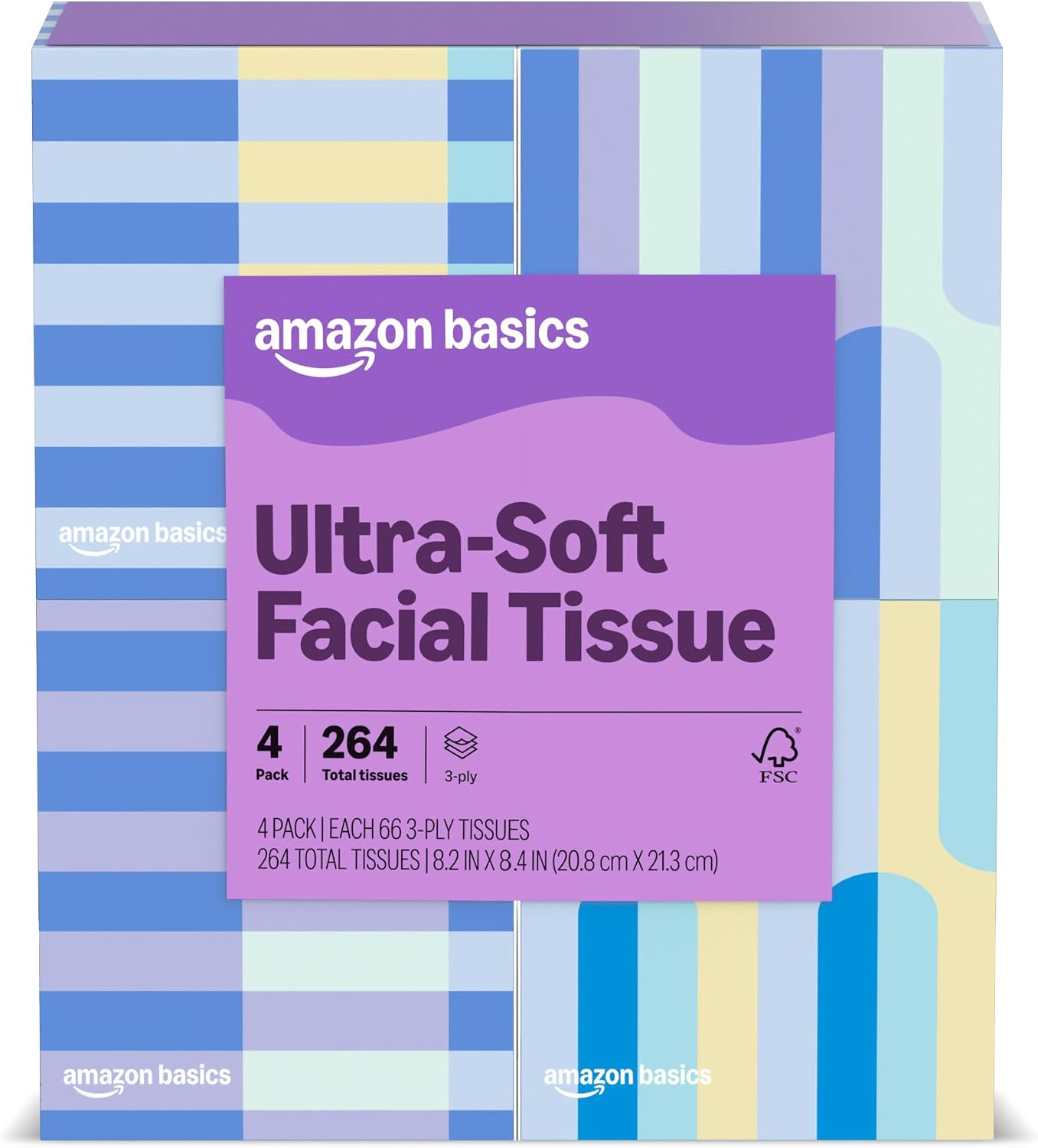 Ultra-Soft 3-Ply Premium Facial Tissues, 264 Count (4 Cube Boxes of 66) (Previously Presto!)