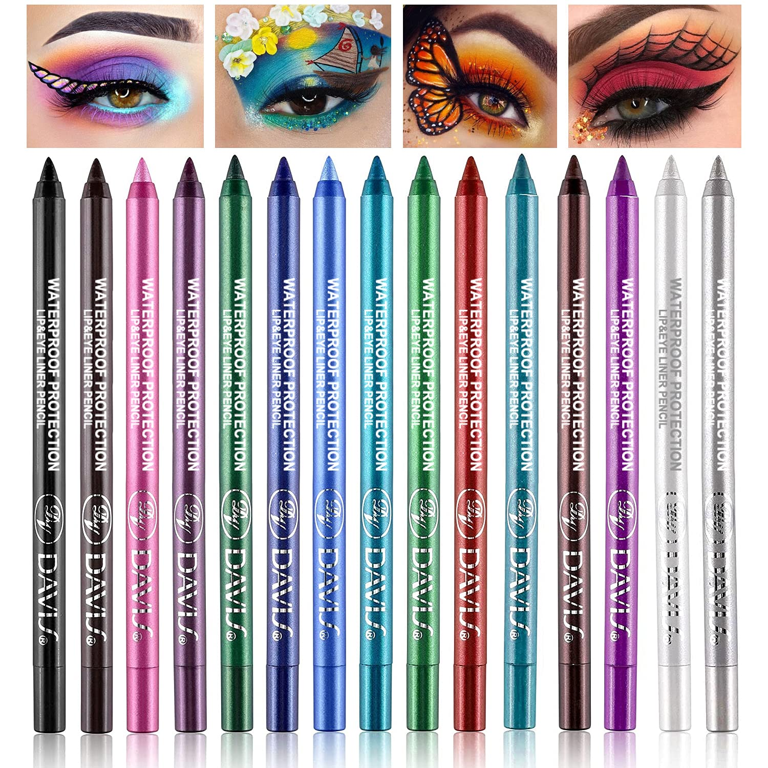 15 Colorful Eyeliner Pen Set, Shadow Pencil, Pearl Eyeliner Kit Metallic Glitter Eyeliner for Women Eye&Lip Liner Professional Colorful Eyeliner Eye Color Eye Makeup Set(15Pcs)