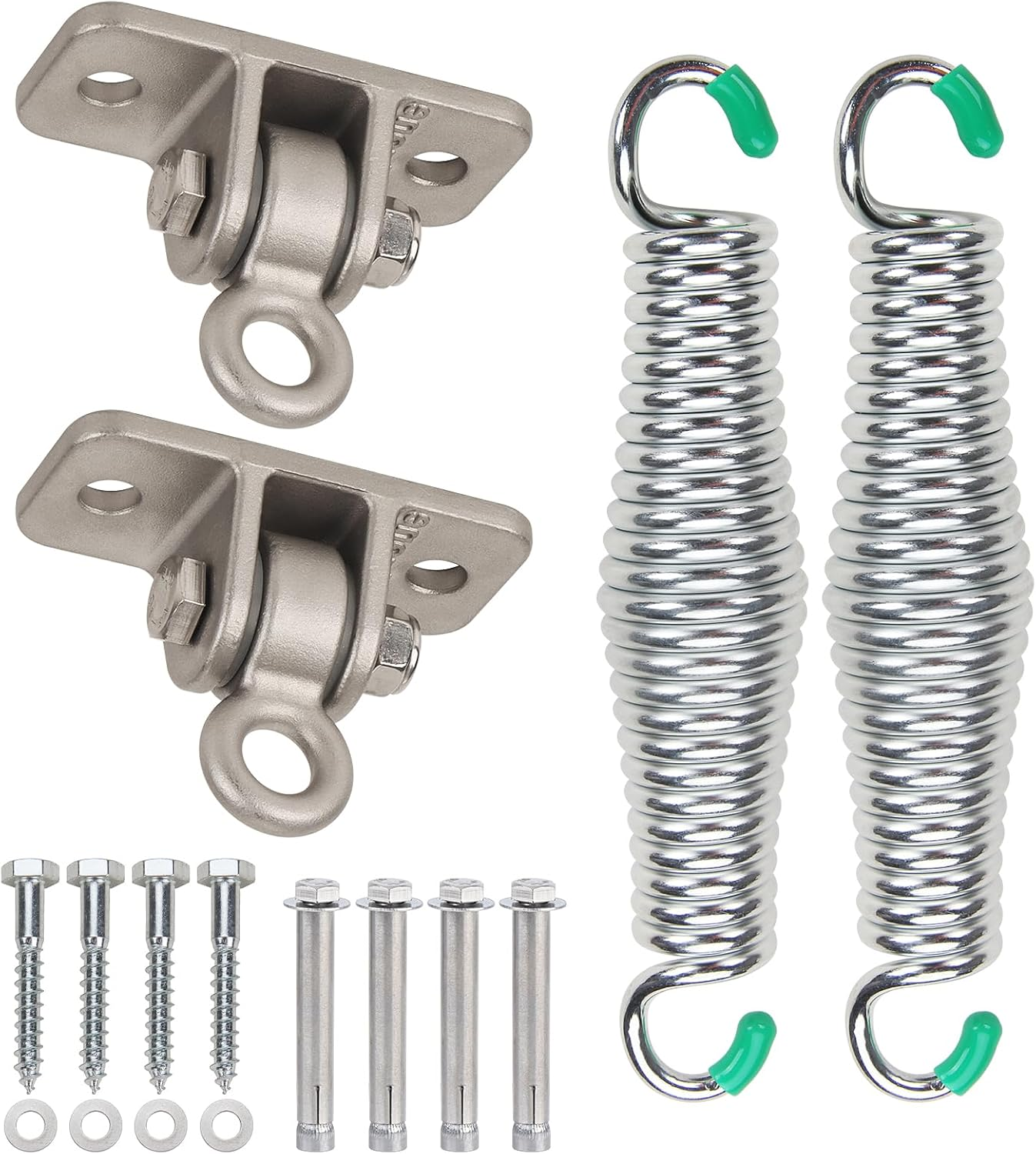 Porch Swing Hanging Kit, 304 Stainless Steel Swing Hangers and Galvanized Springs for Ceiling Mount Porch Swings and Hammock Chairs, 700 Lbs. Capacity, Set of 2