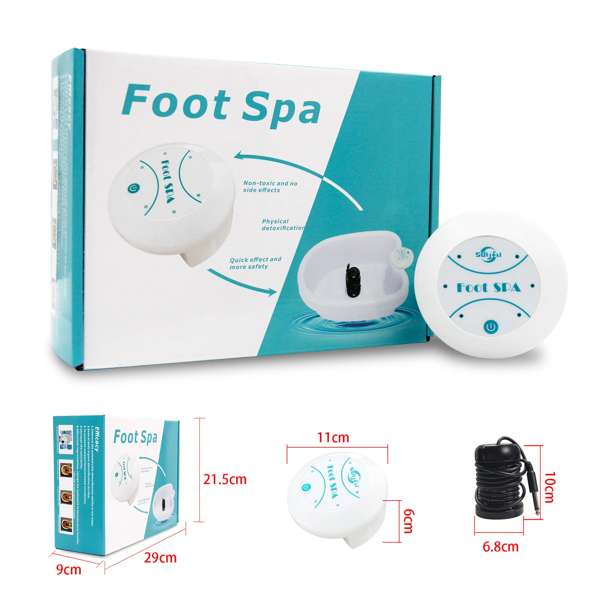 Detox Ion Electric Mini Foot Spa Bath Massager Machine Footbath Cleanse Footspa Vibrat Whirlpool Care Arrays Aqua Health Therapy
