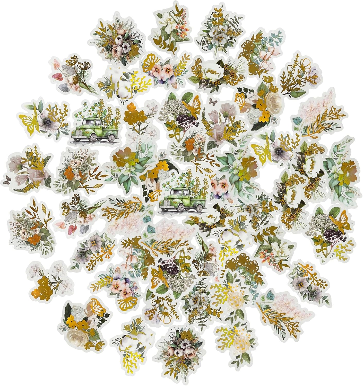 ZMLSED Vintage Natural Scrapbook Stickers, 40Pcs Autumn Flowers Bottle Decora... - Picture 10 of 20