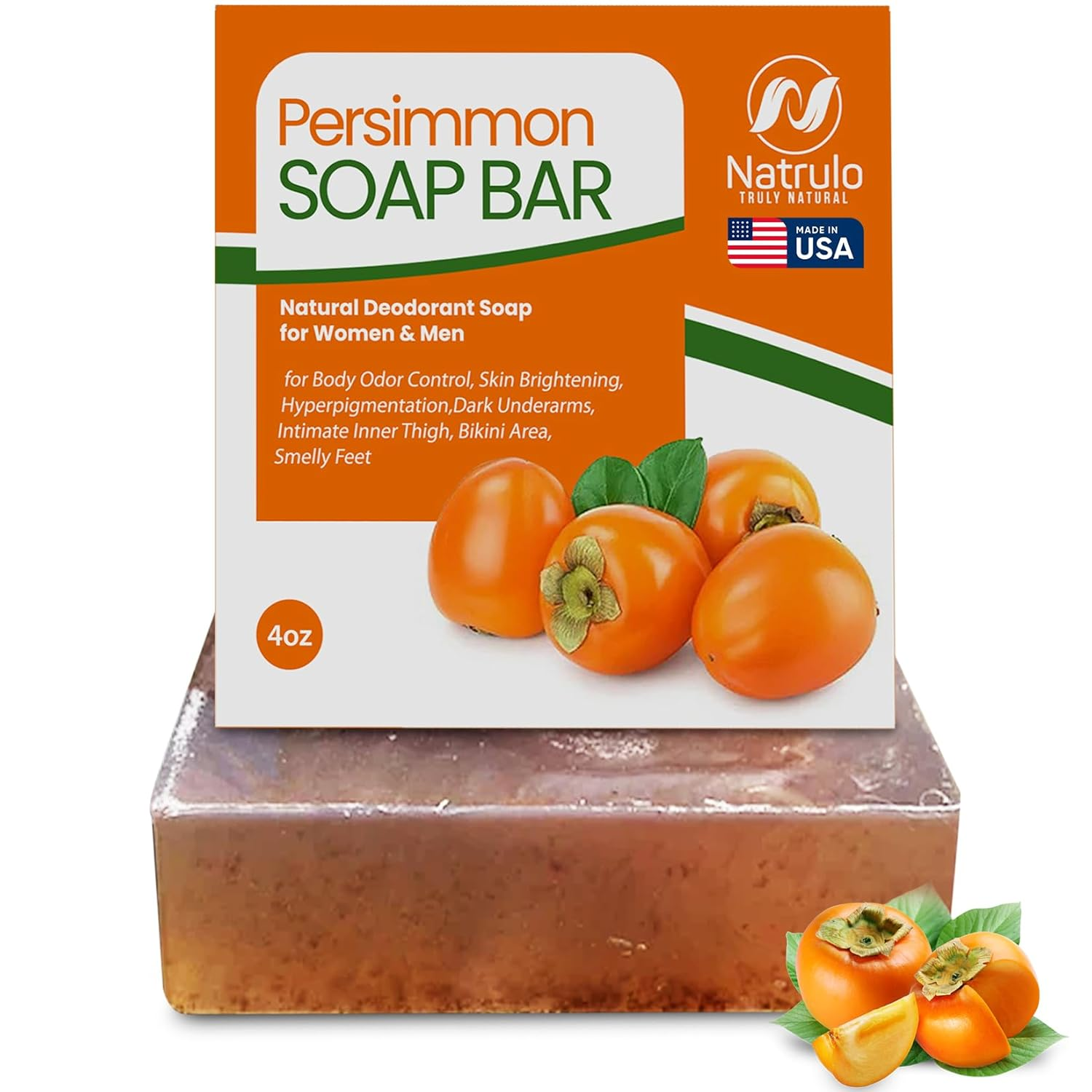 Persimmon Soap Bar for Body Odor Control – Purifying Deodorizing Body