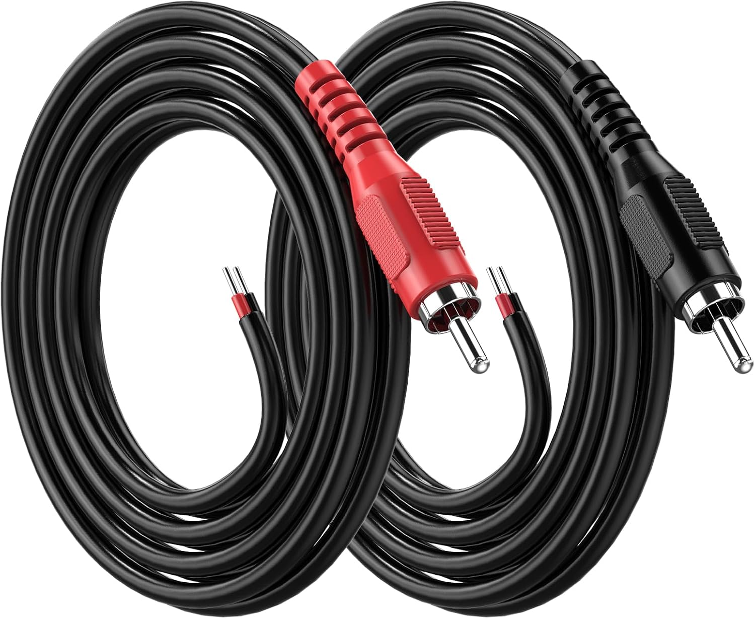 RCA to Speaker Wire Adapter, 18AWG 2 Pack 3Ft RCA Male Plug to Bare Cable Open End, Uiinosoo Audio Cable, Red and Black