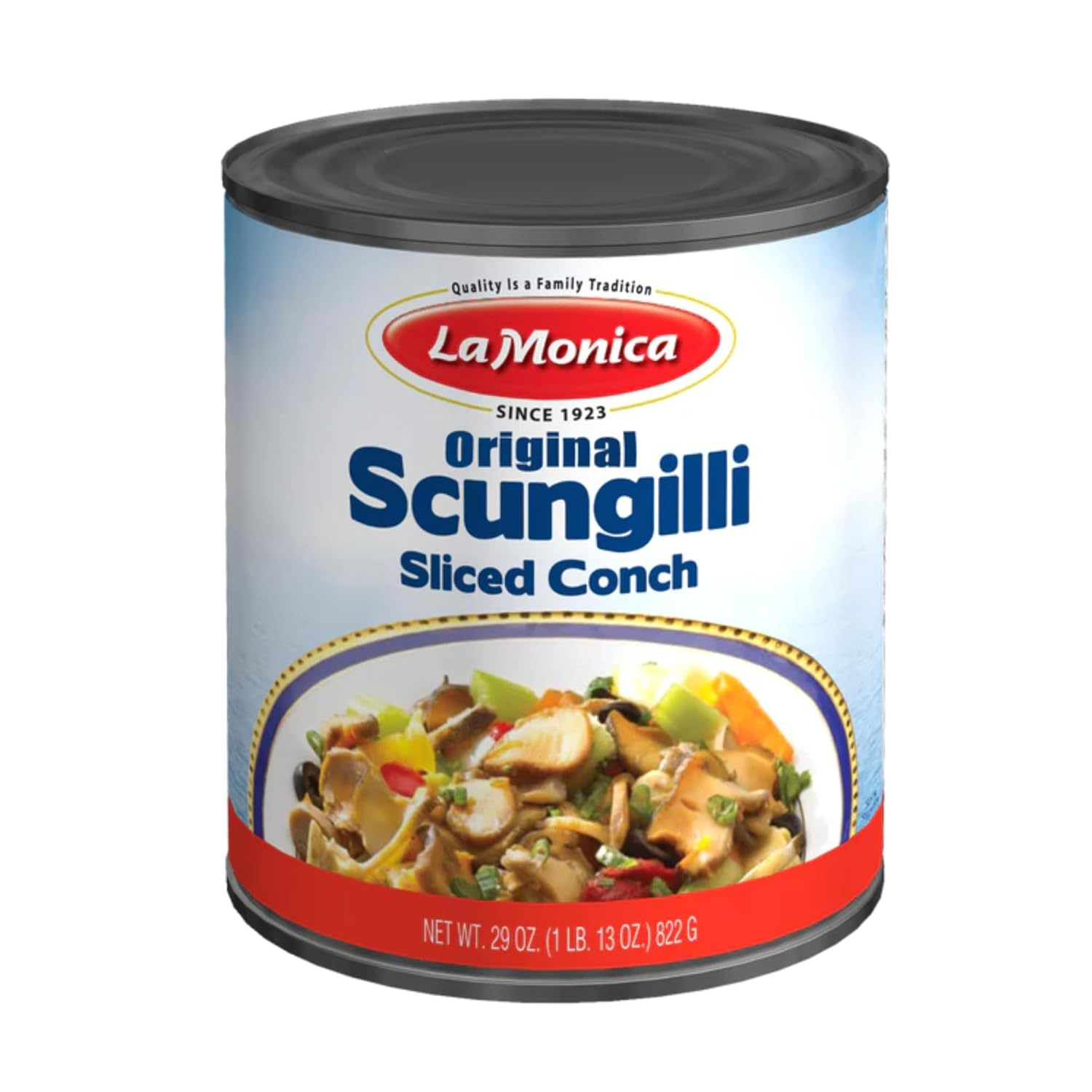 Lamonica Fine Foods Scungilli (Sliced Conch), 29 Oz – Wild Caught – Ready to Eat – Premium Quality Seafood for Salads, Pasta & Italian Recipes