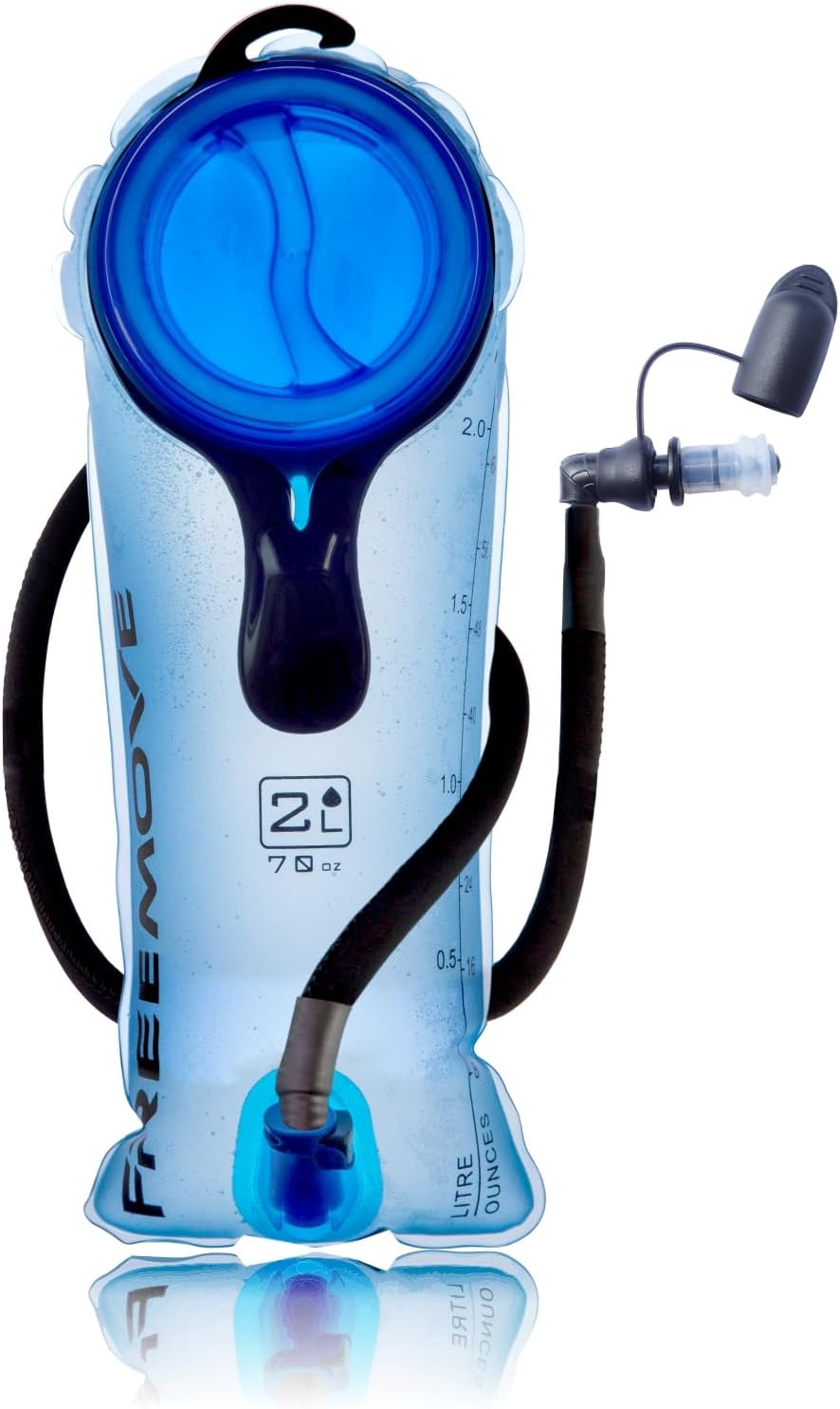 FREEMOVE Hydration Bladder 2L / 3L Water Bladder for Hiking Backpack >Blue or Green< Leak Proof Hydration Pack, Tasteless & BPA Free, TPU Water Reservoir, Quick Release Insulated Tube & Shutoff Valve