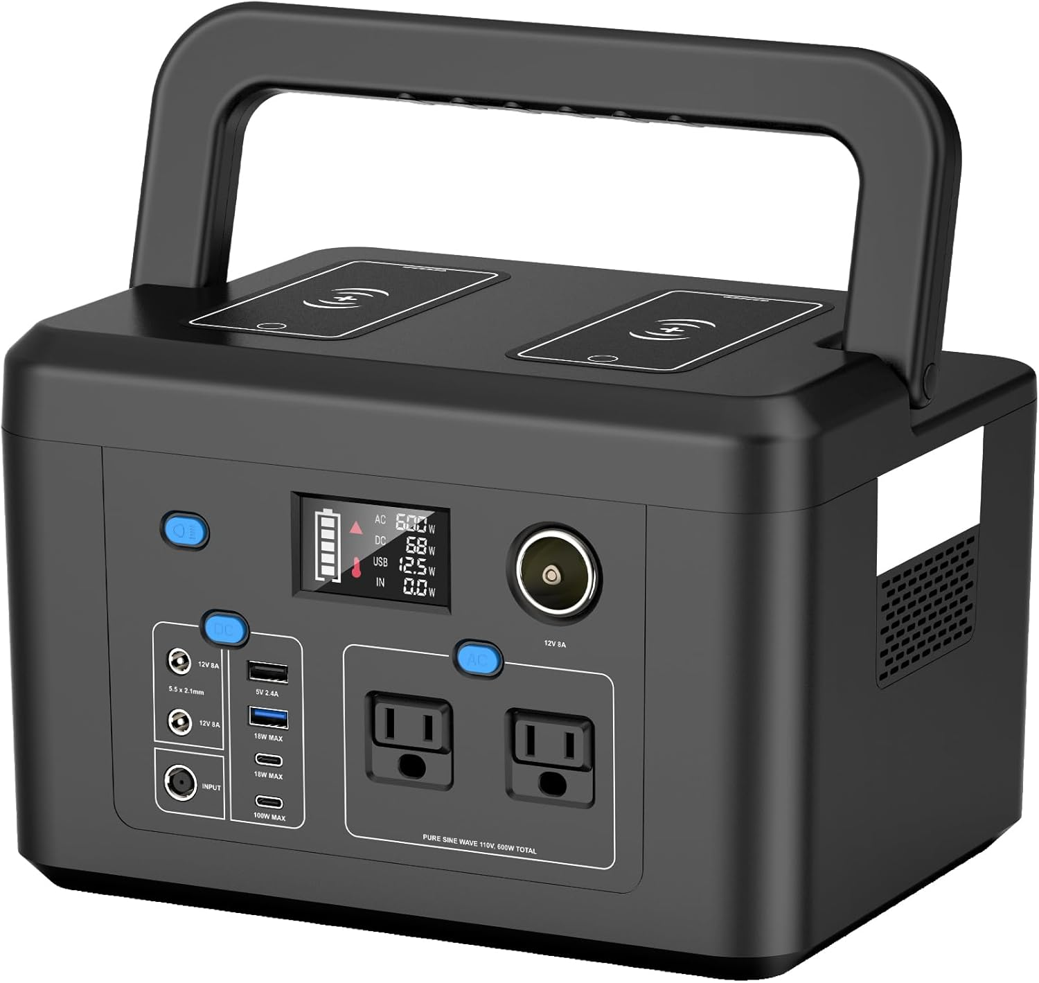 Portable Power Station 600W, Powkey 296Wh Battery Backup with 2 Pure Sine  Wave A | eBay