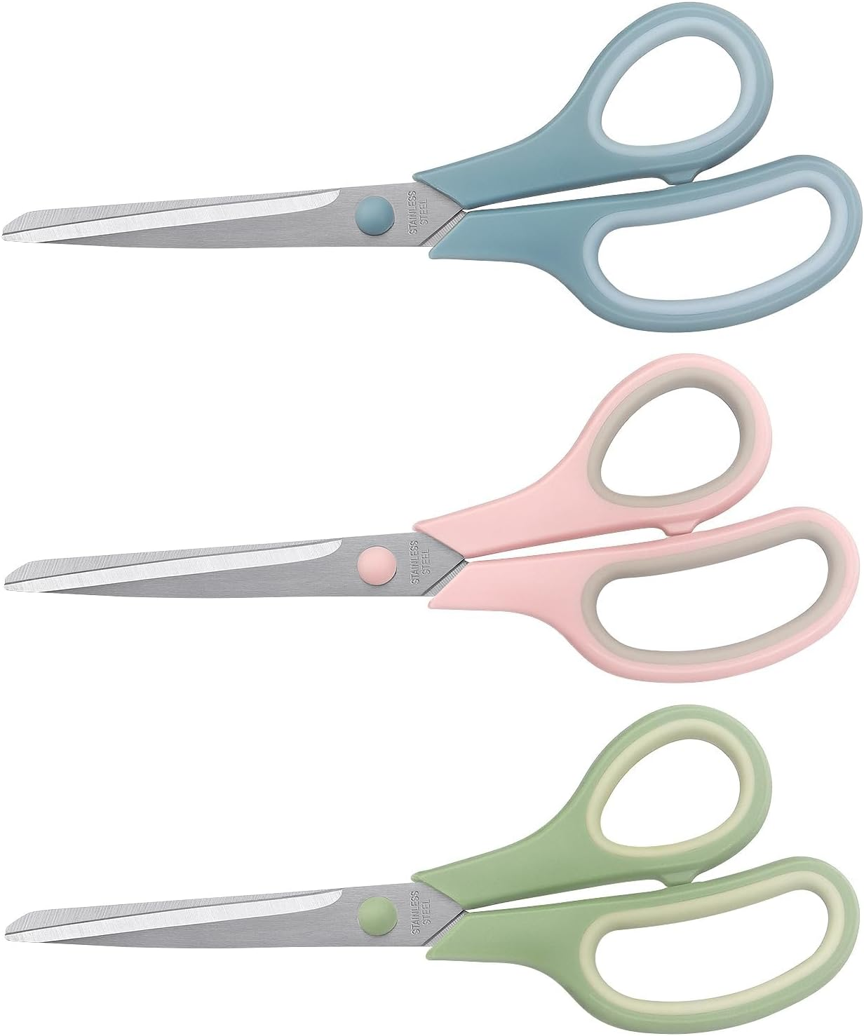 Scissors 8.5 Inch Scissors All Purpose Bulk Set of 3, Scissors for Office Home School Craft Supplies, Soft Comfort-Grip Right/Left Hand