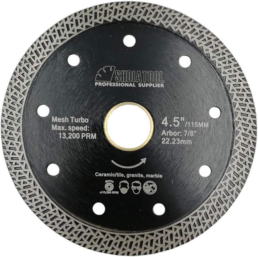 Diamond Porcelain Saw Blade Dia 115Mm / 4.5 Inch with Mesh Turbo for Tile Ceramic Granite Marble