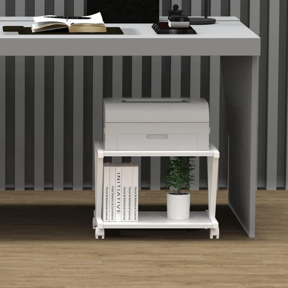VEDECASA Retro Desktop Printer Stand 2 Double Tiers Wood Printer Shelf Modern... - Picture 3 of 15
