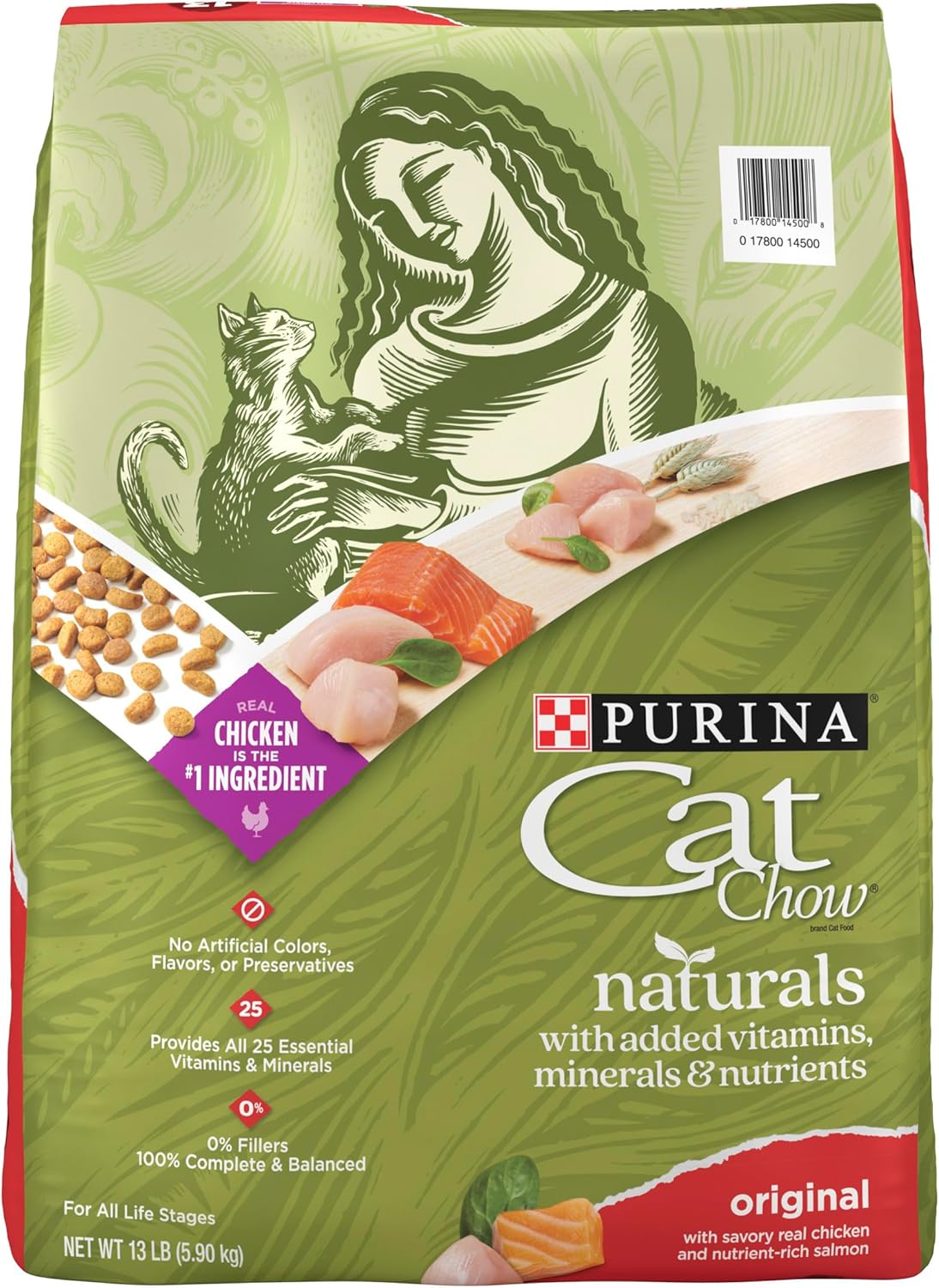 Purina Cat Chow Naturals with Added Vitamins, Minerals and Nutrients Dry Cat Food, Naturals Original - 13 Lb. Bag