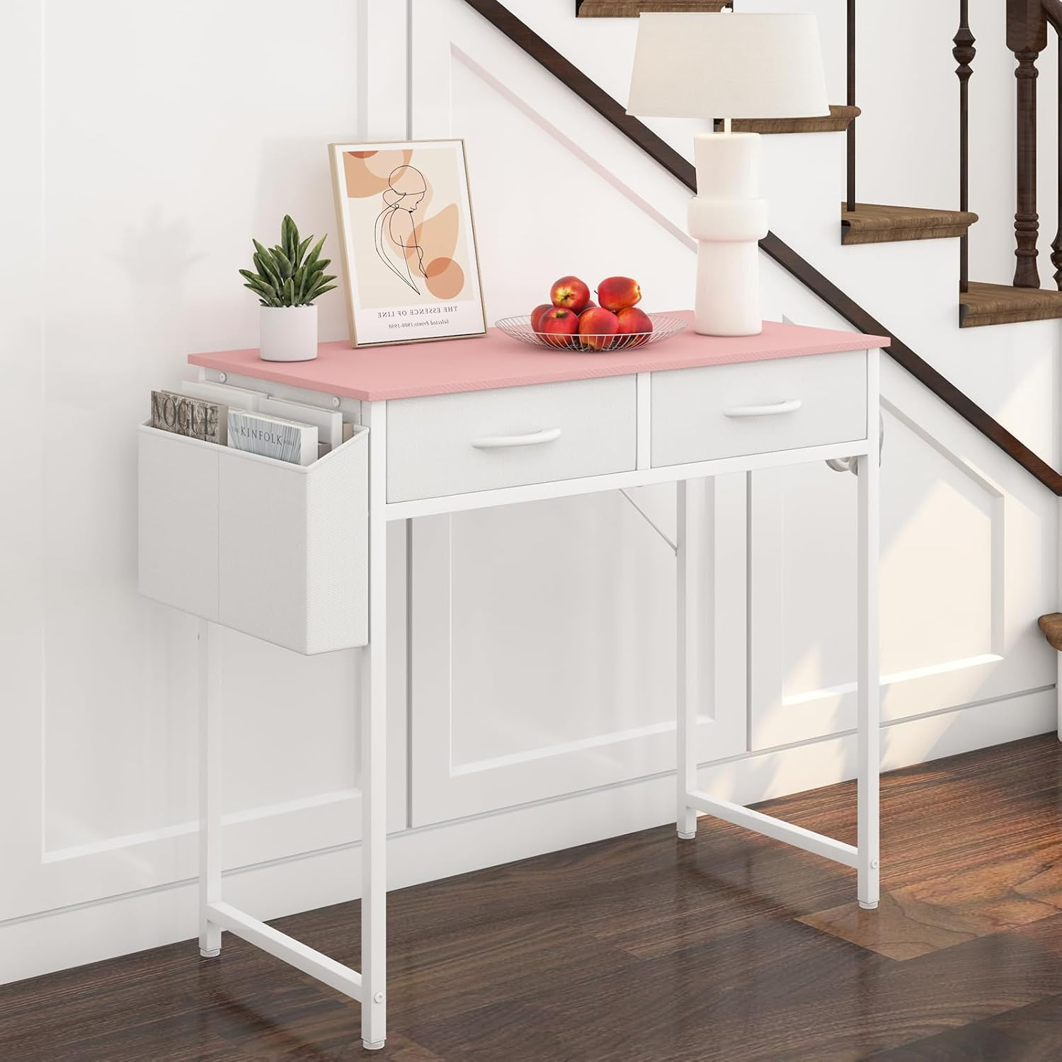 Advwin 80cm Small Desk with 2 Drawers and Storage Bag, Makeup Vanity Desk wit... - Picture 10 of 13