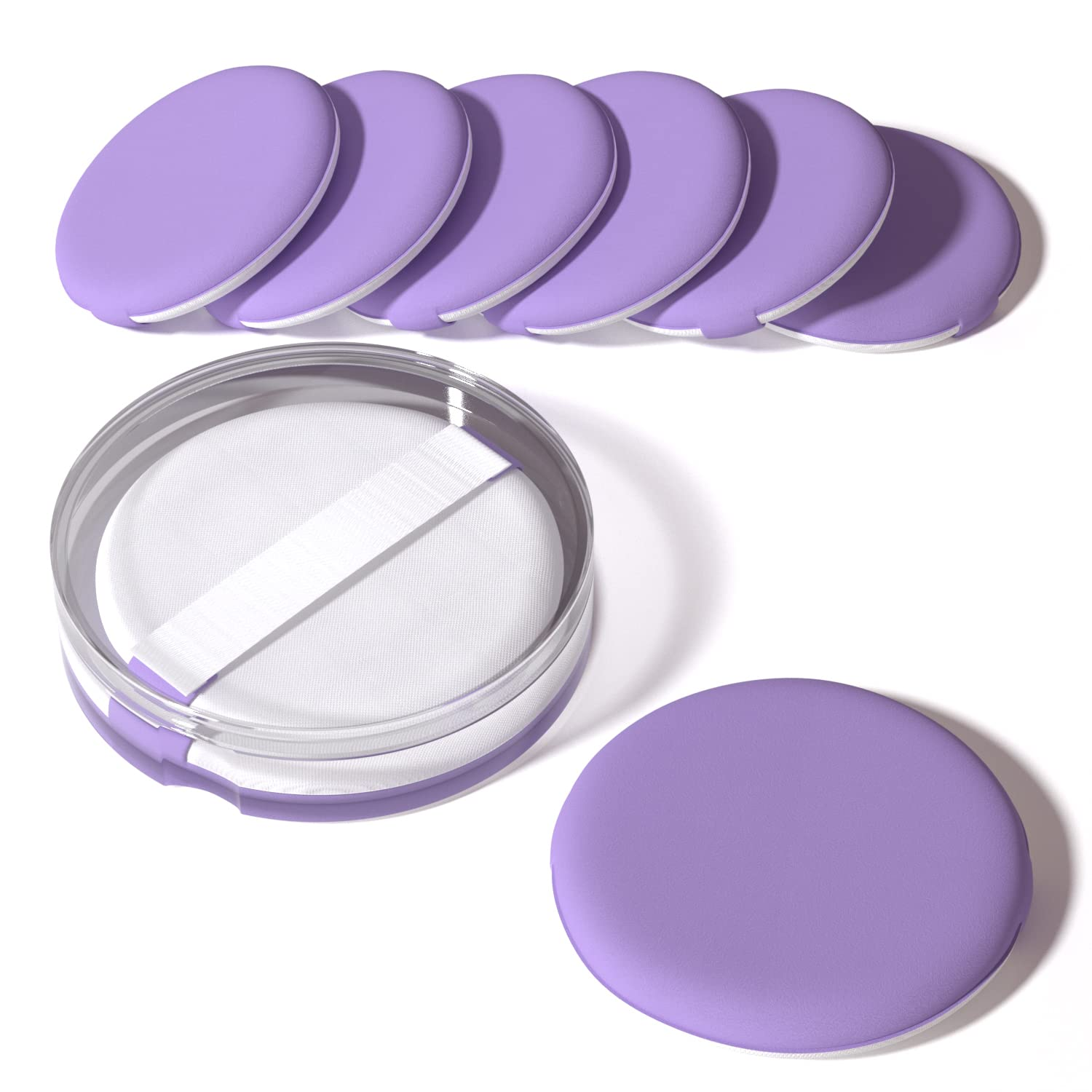 MOHOPE 8Pcs Air Cushion Makeup Sponges for Foundation with Portable Box | Latex-Free Blending Sponge for Liquid, Cream, Foundation and Powder | round Powder Puff | Purple