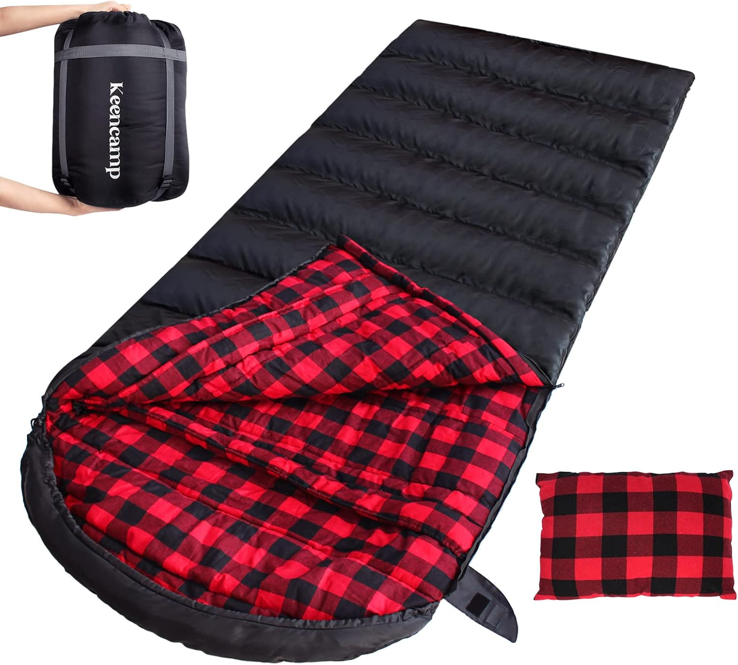 0 Degree Sleeping Bag Cotton Flannel Winter Cold Weather for Adults XXL Sleeping