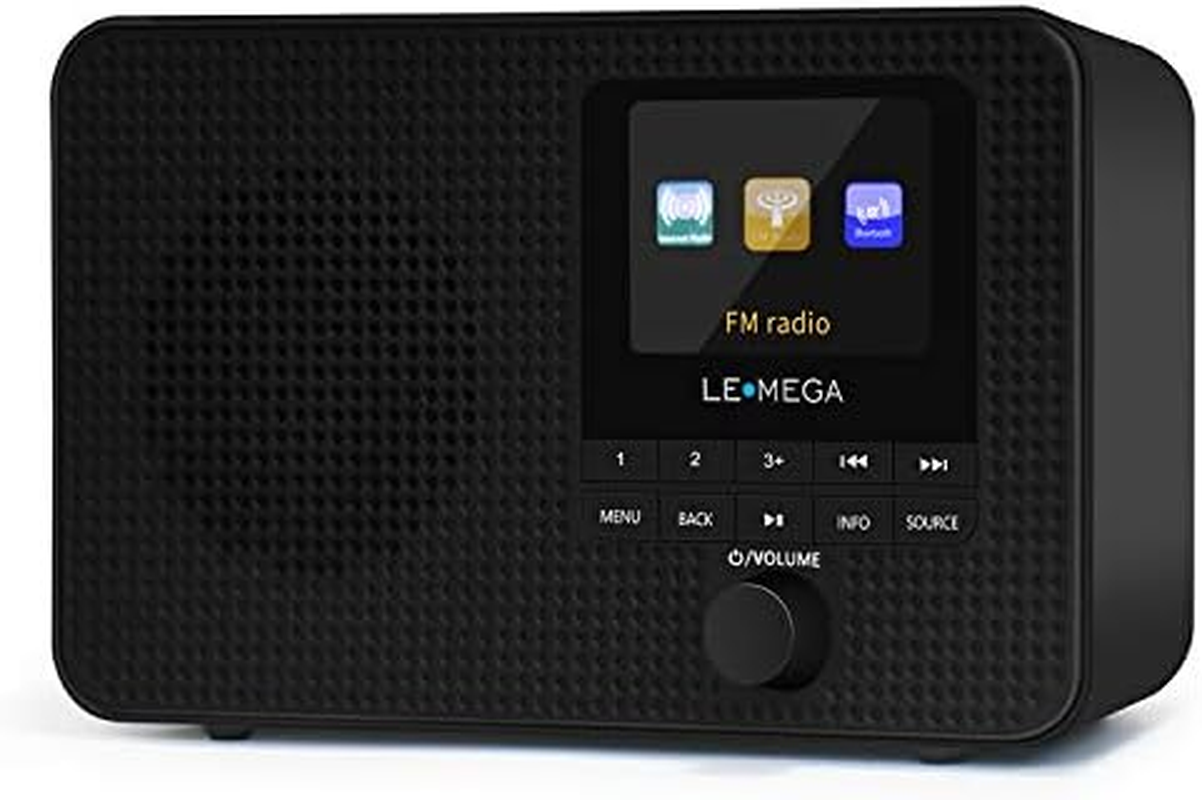 IR1 Portable Wifi Internet Radio,Fm Digital Radio,Bluetooth Speaker,Dual Alarms Clock,Sleep Snooze Timer,40 Presets, Headphone-Output,Colour Display,Batteries or Mains Powered – Black Finish
