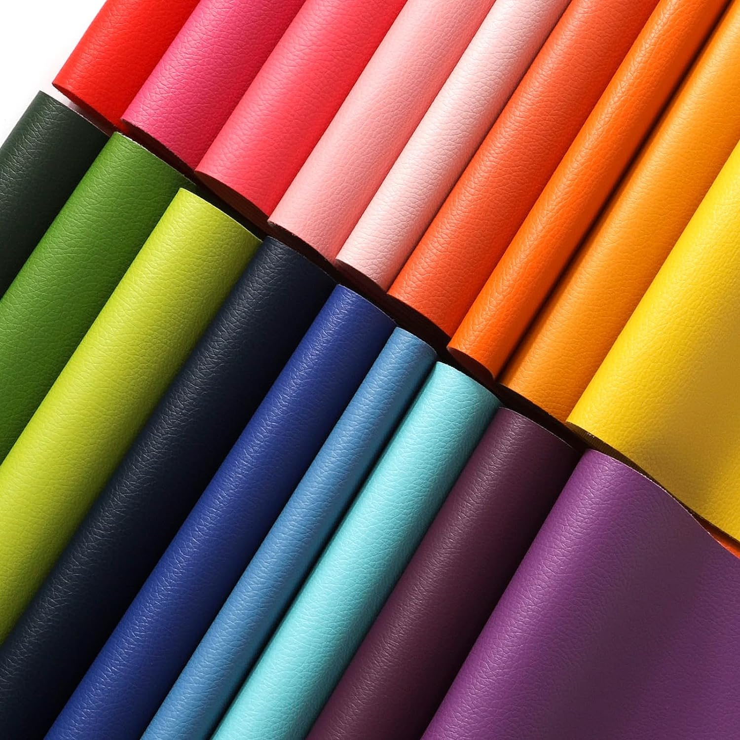 18 Pieces Faux Leather Sheets, 8×12 inches Rainbow Soft Leather Fabric Colourful Sheets Suitable for Making Bows, Leather Earrings, Hair Accessories DIY Projects