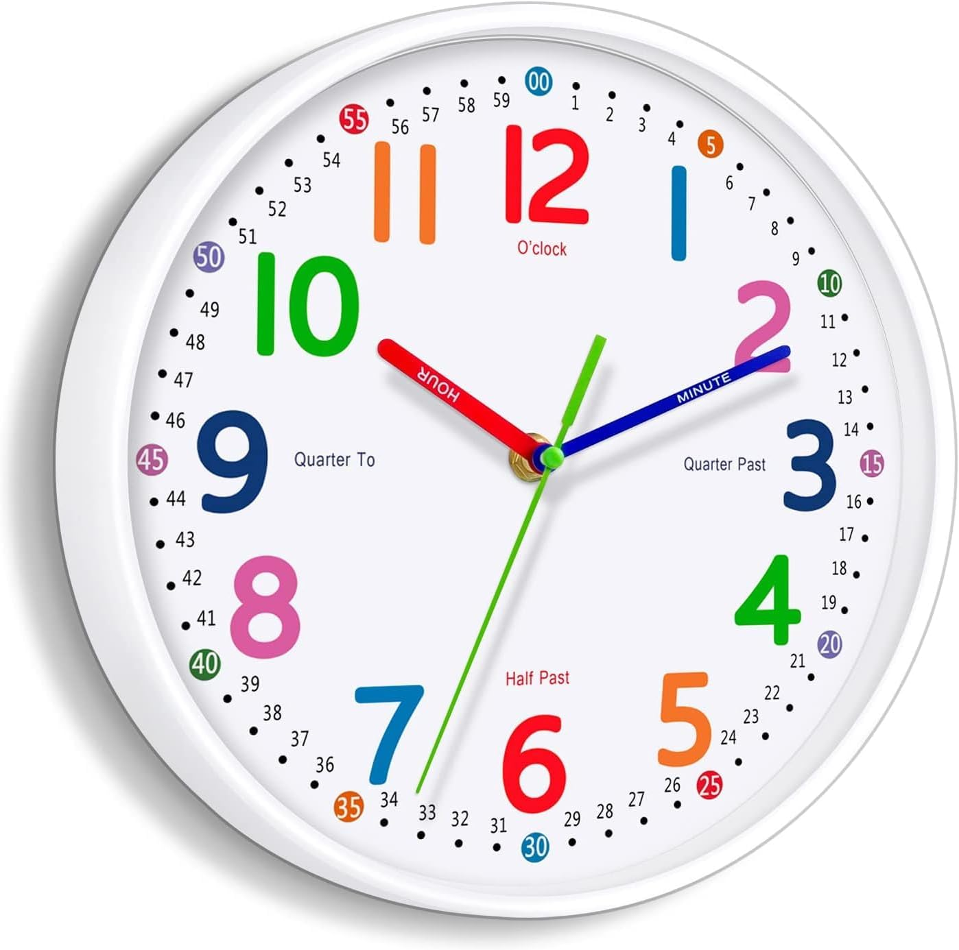 Silent Kids Wall Clock – Non-Ticking Battery-Powered Ideal for Teaching Time a