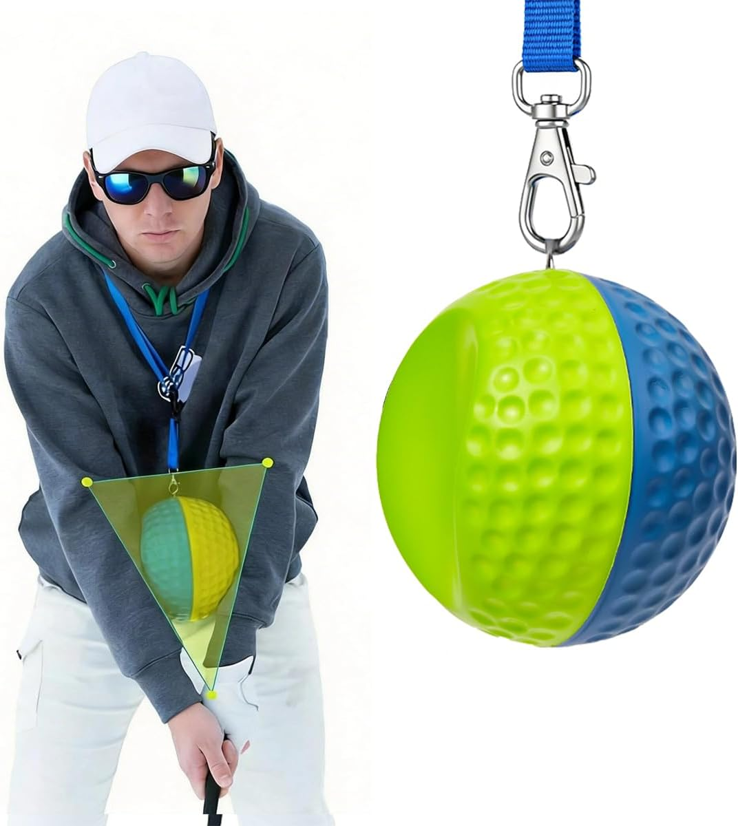 Golf Training Aid Ball - Soft PU Foam Swing Trainer for Forearm Connection & Posture Correction | Fix Chicken Wing, Slicing & Scooping with Adjustable Lanyard, Golf Practice Equipment