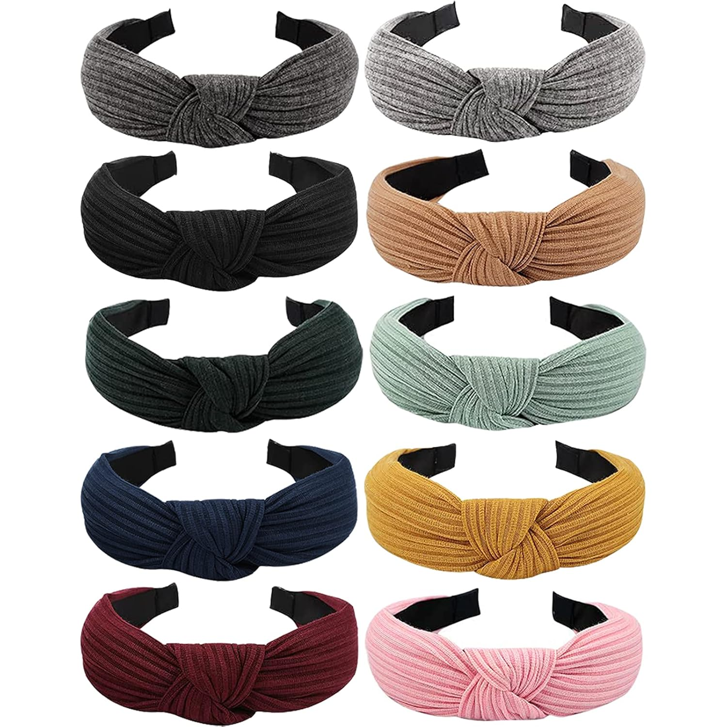 Knotted Headbands for Women 10 Pack Top Knot Fashion Headbands for Girls Assorted Headband for Women'S Hair Turban Head Bands for Thin Thick Hair Hairband with Knot Diademas Para Mujer De Moda