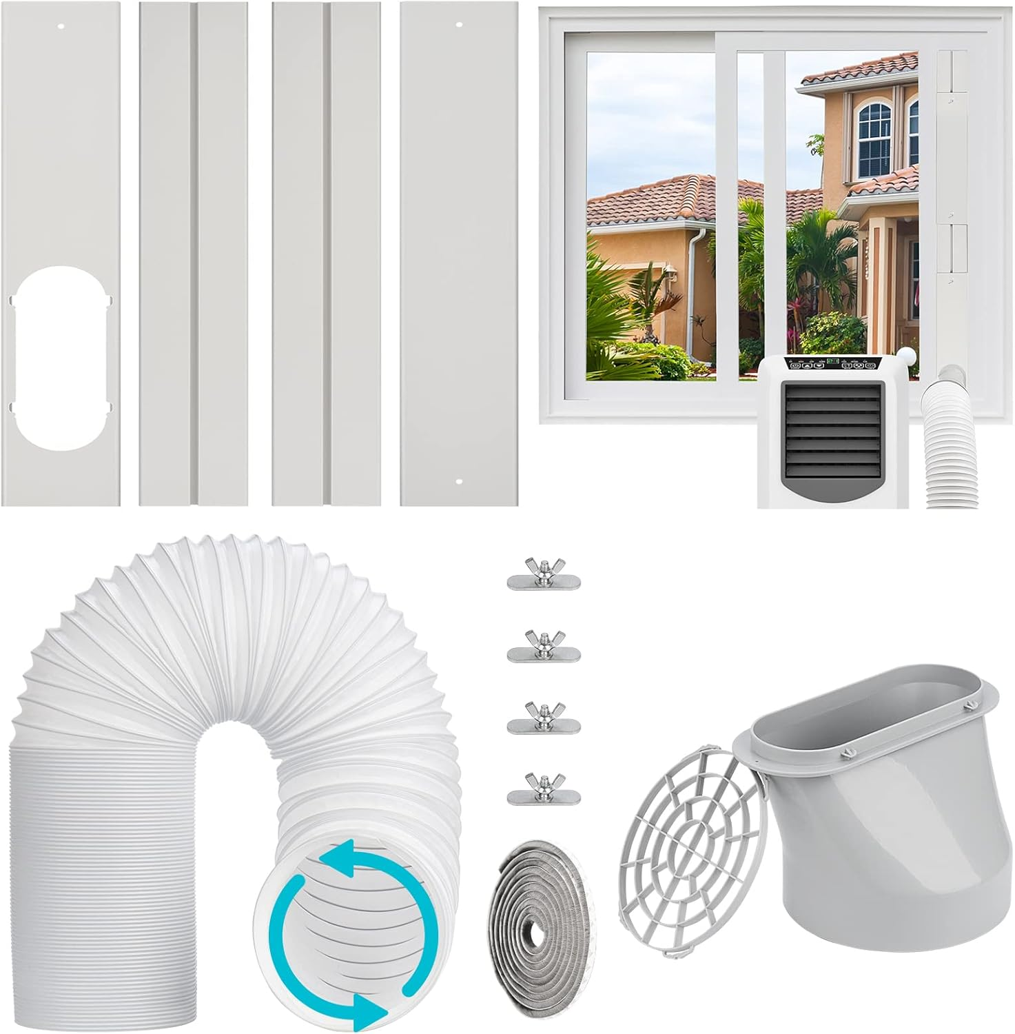 thumbnail image 2 of Portable AC Window Vent Kit – 5.9 Inch Exhaust Hose & Universal Window Seal 2 of 5