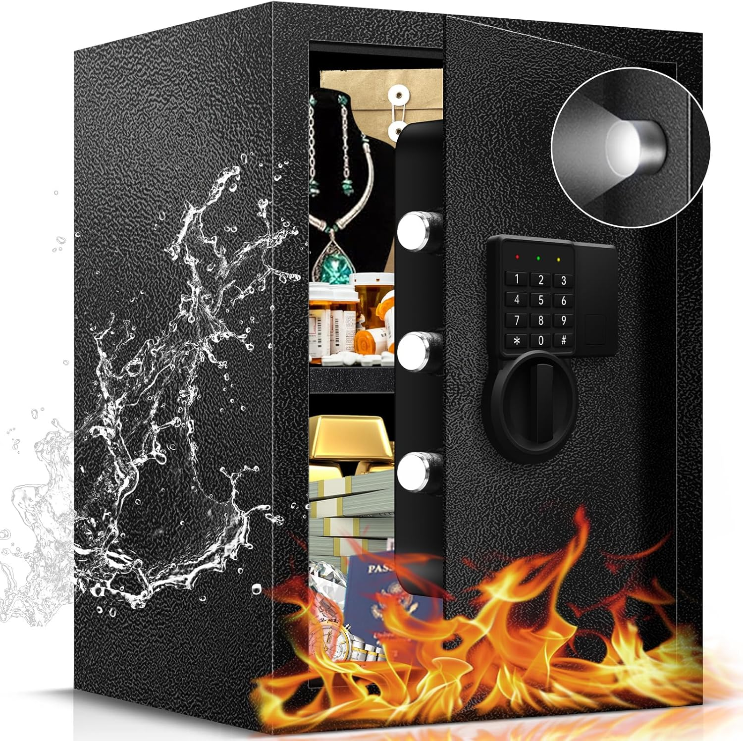 2.8 Cu Ft Safe Box for Home Documents -Steel Electronic Digital Safety Box for Office Money Jewelry Valuables, Personal Security Lock Box with Sensor Light, Removable Shelf, Mute Function