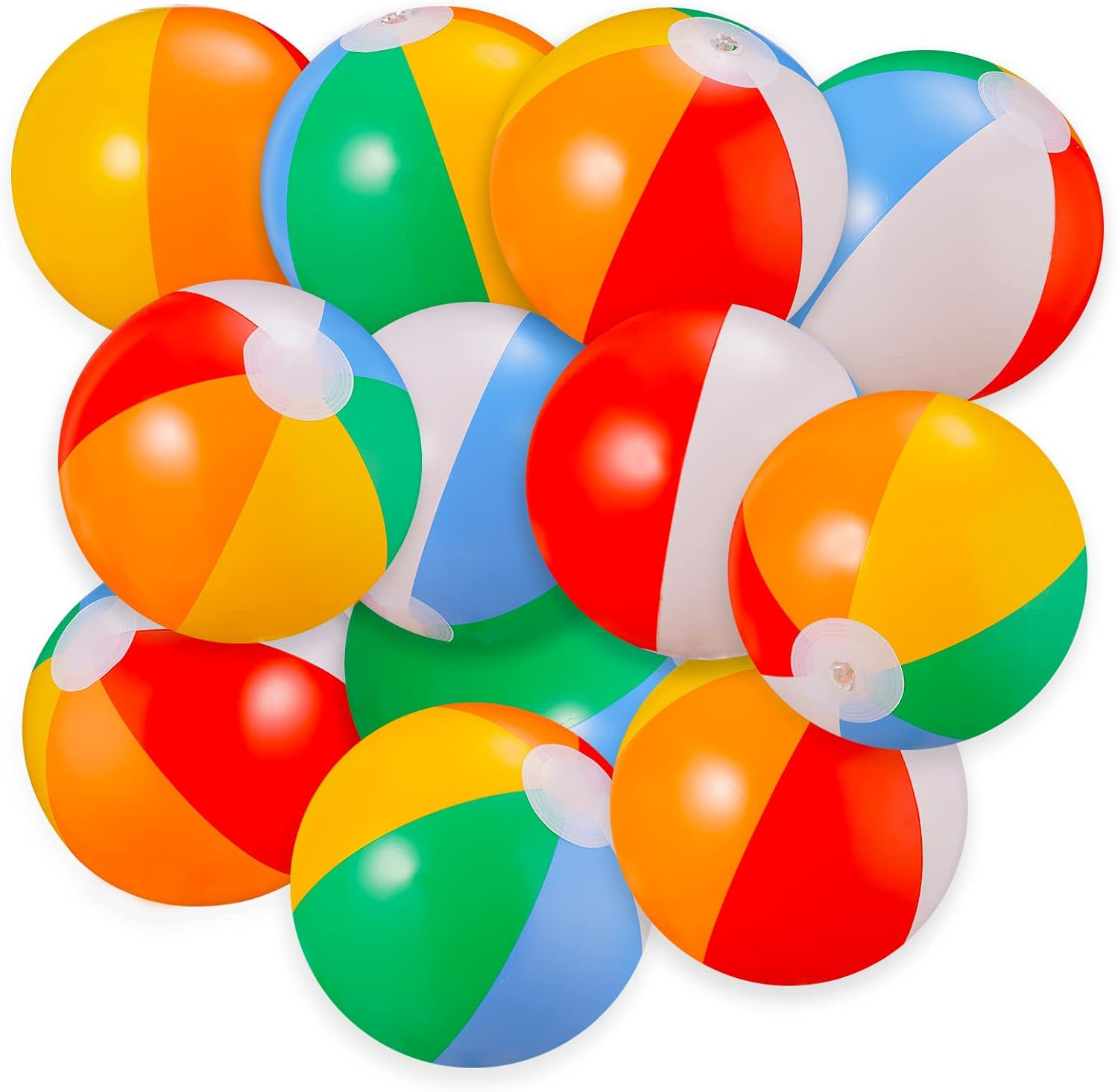 12 PCS Beach Balls - 9" Colorful Inflatable Balls Swimming Pool Toys