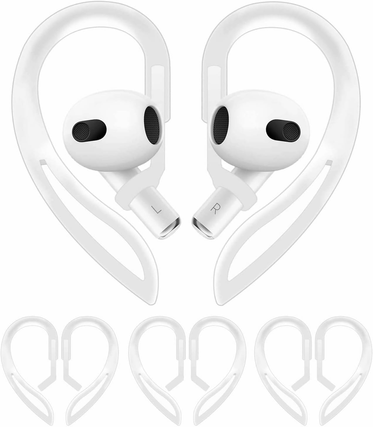 3 Pairs Ear Hooks Compatible with Airpods Pro 2Nd 1St and 3 2 1, 360 Angle Rotation Adjustable Length Anti-Slip Sport Earhooks Wing Tips Holder Compatible with Airpods 3 2 1 and Pro 2 1 - Translucent