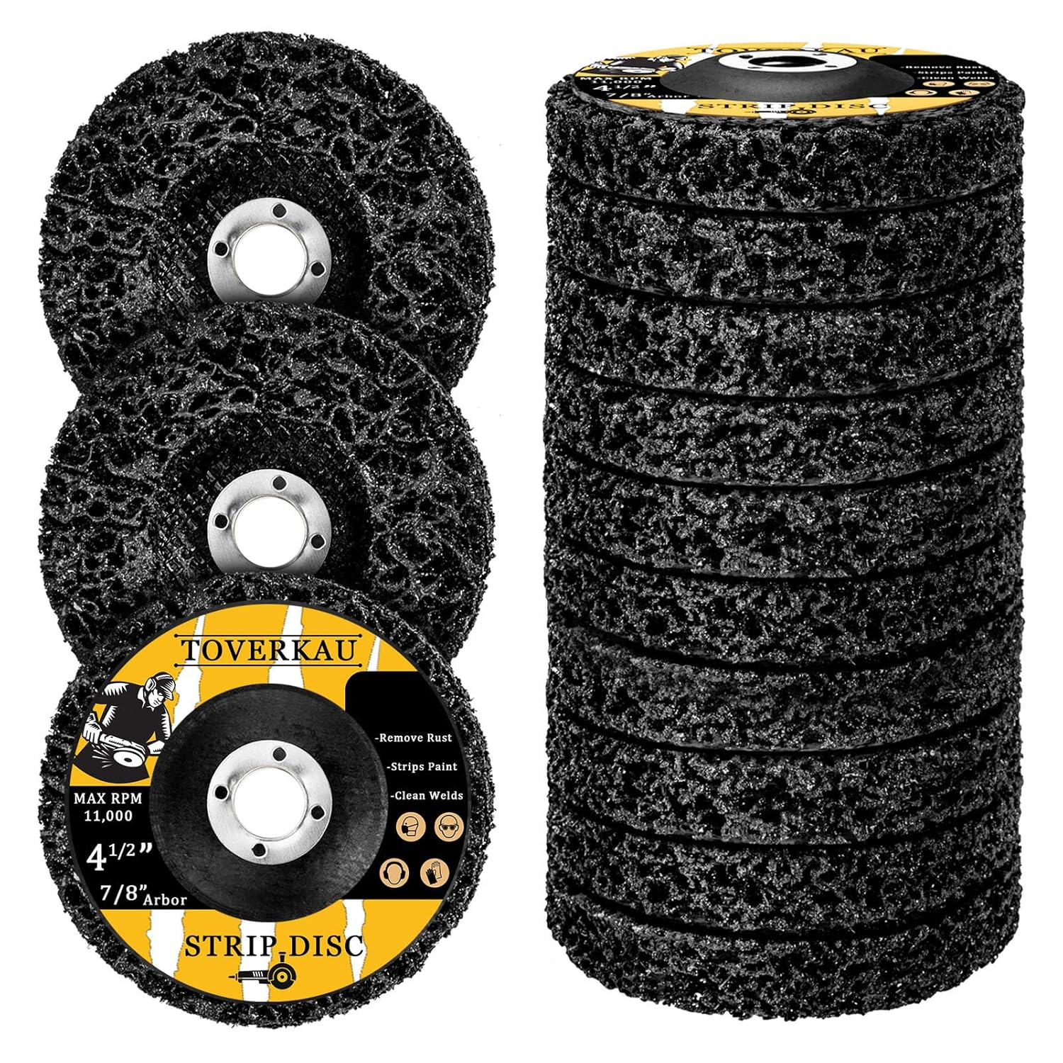 10 Pack 4.5 Inch Strip Discs for Angle Grinder, Wire Stripping Wheel Paint Remover for Metal Surfaces, Abrasive Wheels Grinding Discs for Rust Welds Oxidation (4-1/2