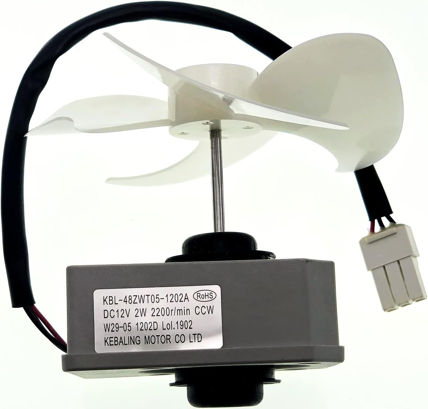Upgraded KBL-48ZWT05-1202A Refrigerator Fan Motor Reverse Rotary Motor Fit for Omar Refrigerator 5304518492 3059900004 Etc,Dc 12V 2W 2200R/Min 2-Years Warranty