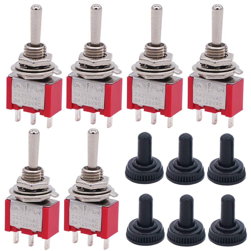 Switch Sports 6-Pack Mini Momentary Toggle Switches SPDT 3-Pin (ON)-OFF ...