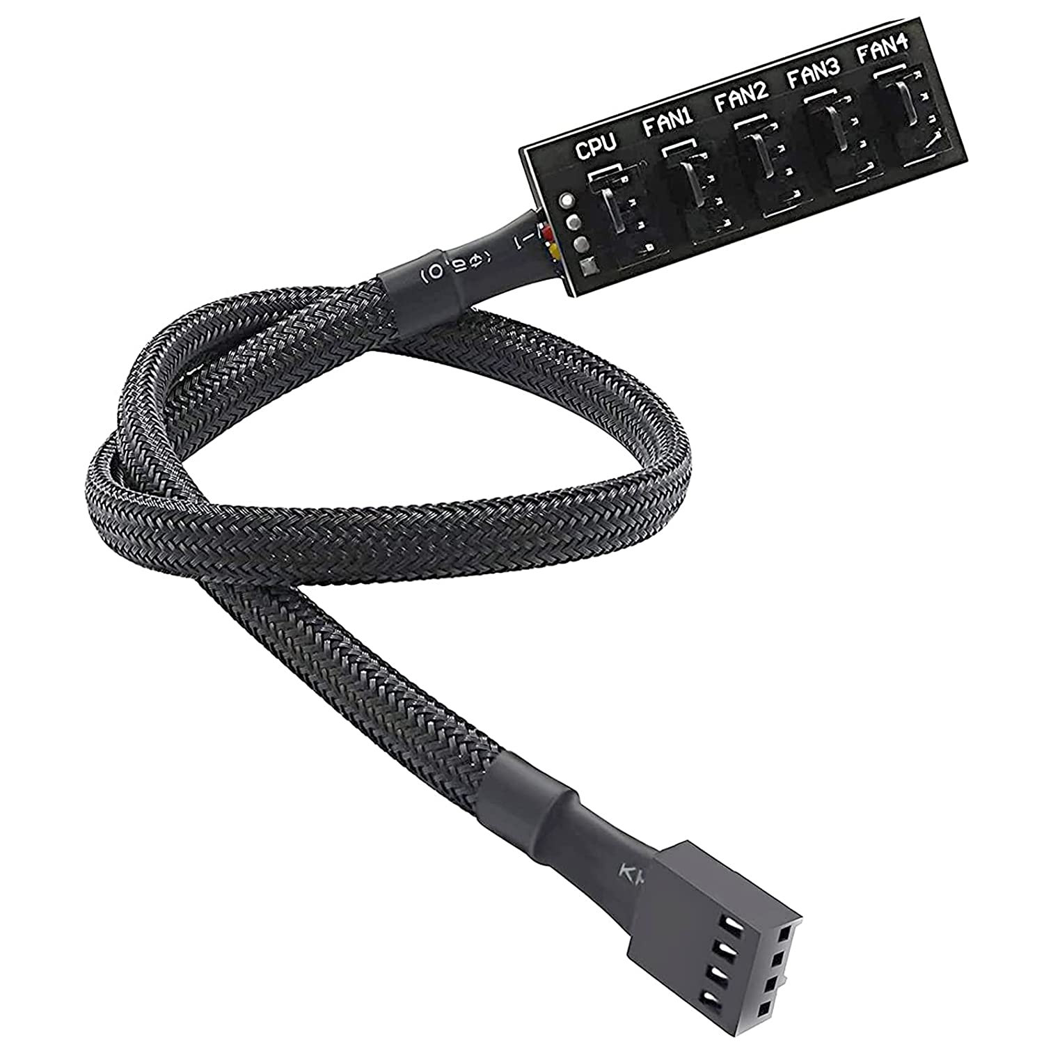 PWM Fan Hub, PC CPU Cooling 4 PIN/3PIN Power Fan Extension Cable Hub Splitter Adapter Sleeved Case for 12V Desktop Computer Cooler Fans 1 to 5 Way (15.7 Inch)