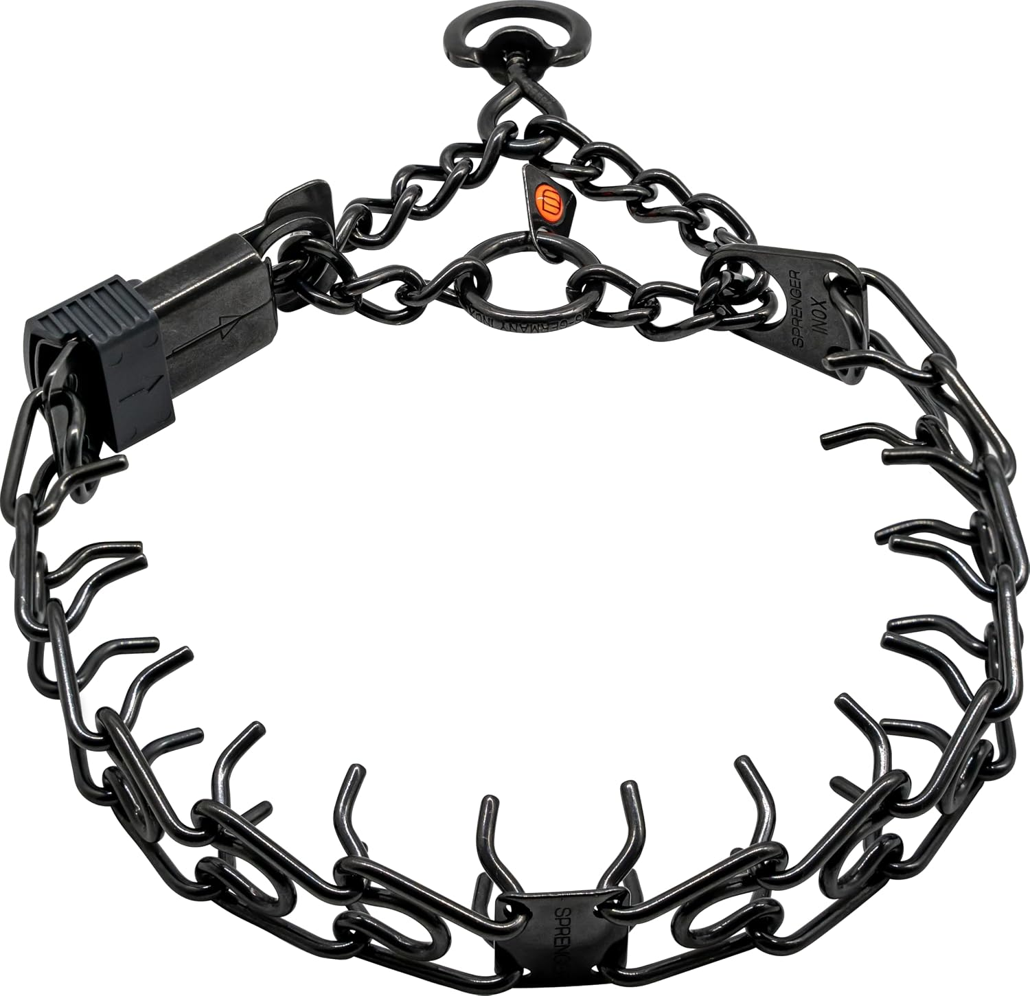 Black Stainless Steel Dog Collar with Short Links and Quick Release Cliclock Buckle Made in Germany (20In X 3.0Mm (Neck Size up to 16-17In)