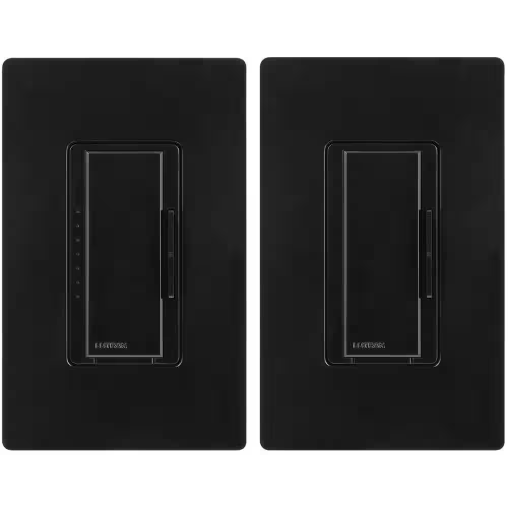 Maestro LED+ Tap Dimmer Switch Kit with Companion Switch, 150W Led/3-Way or Multi-Location, Black (MACL-153M-RHW-BL)