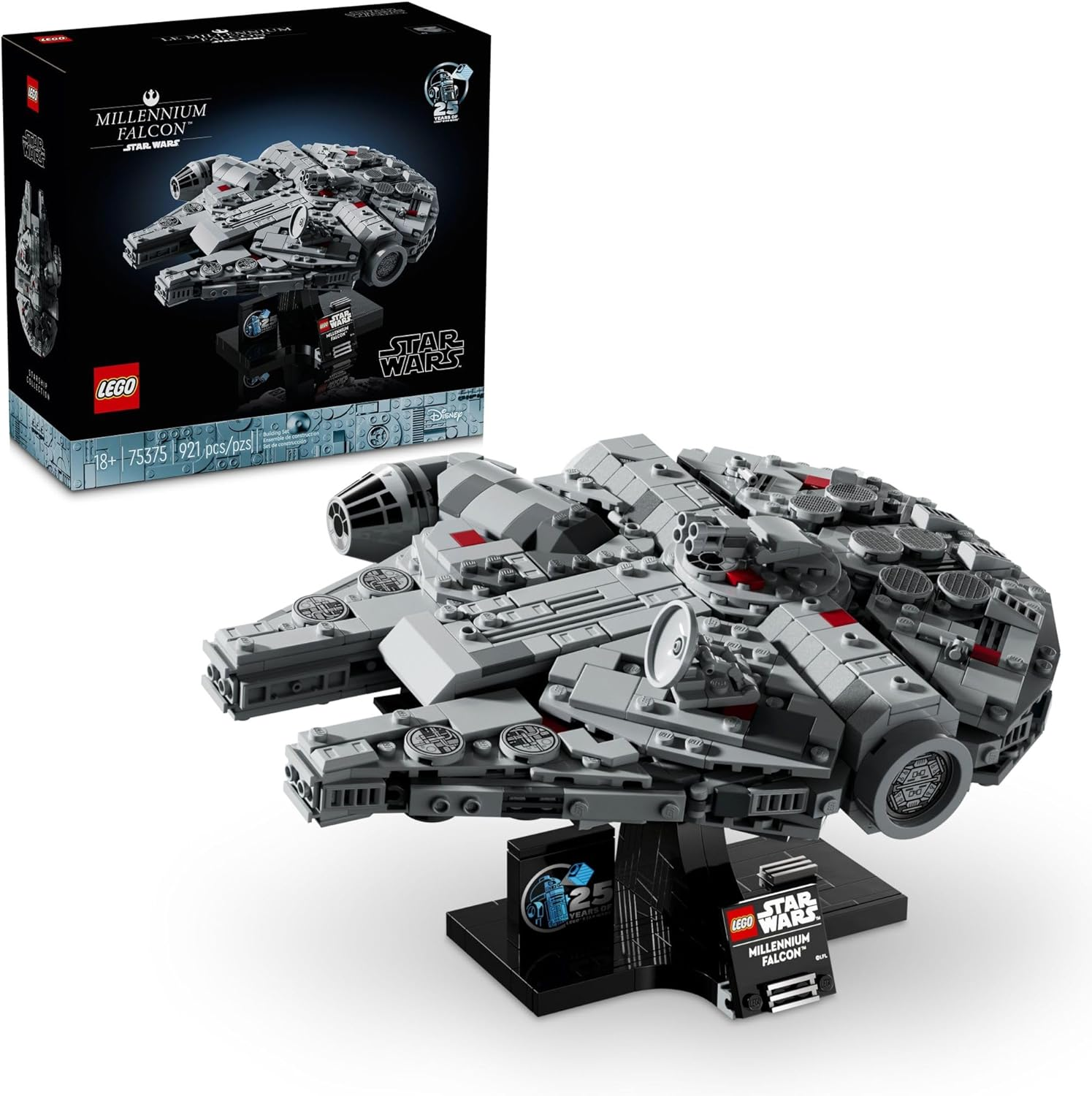 LEGO Star Wars Millennium Falcon a New Hope 25Th Anniversary Collectable Model - DIY Building Sets for Adults, Men & Women, Ages 18+ - Comes with Display Stand - Star Wars Gift - 75375