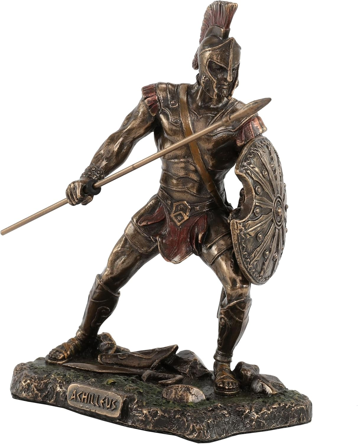 Achilles Rage Trojan War Hero Achilleus Holding Spear and Shield Statue