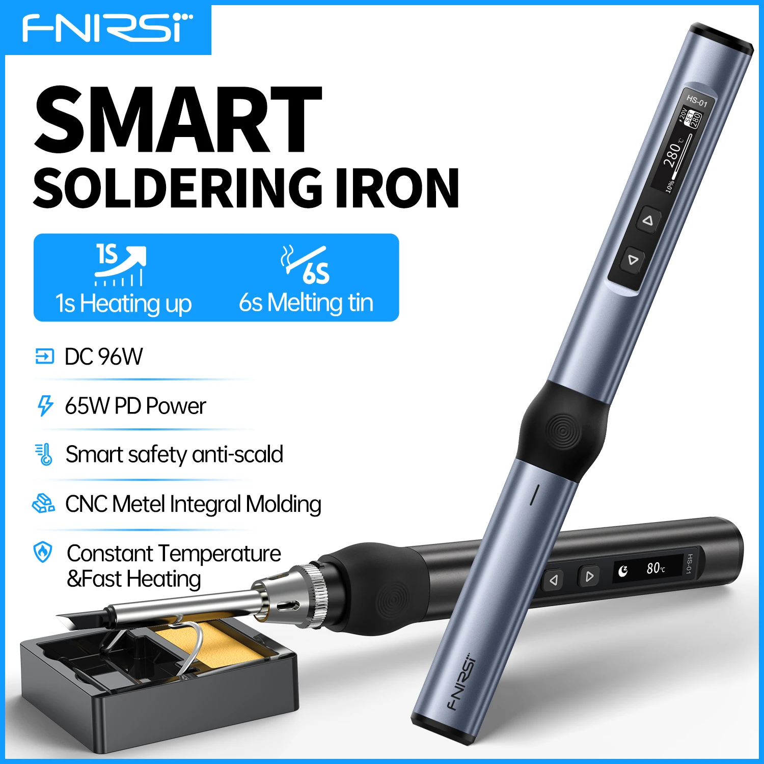 HS-01 Adjustable Temperature Soldering Iron DC 24V 80-420℃ Welding Solder Rework Station PD 65W Portable Repair Tool