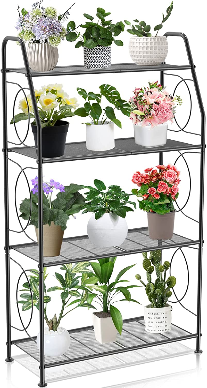 Plant Stand, 4 Tier Plant Shelf for Indoor Outdoor, Heavy Duty Metal Tall  Plant | eBay