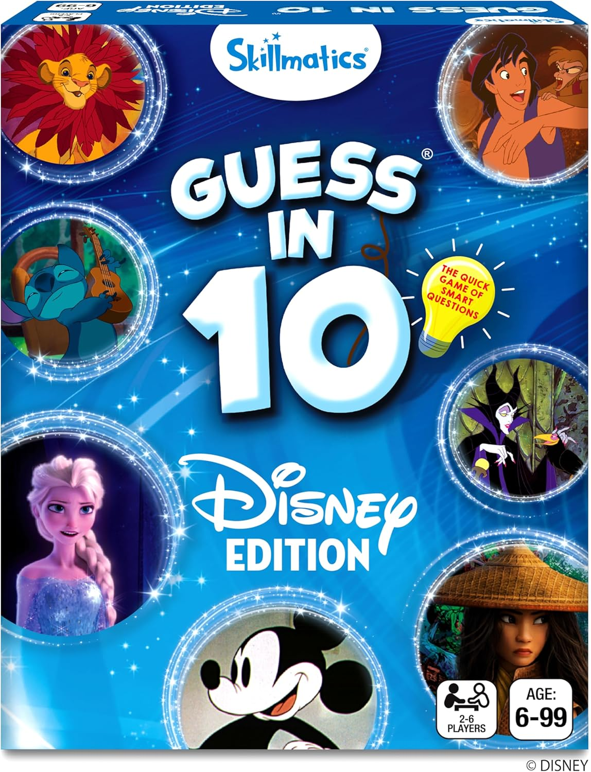 Guess in 10 Disney, Card Game for Girls, Boys, Kids, Teens, Adults, Who Love Cinderella, Mickey Mouse, Moana, Gifts for Ages 6, 7, 8, 9 and Up