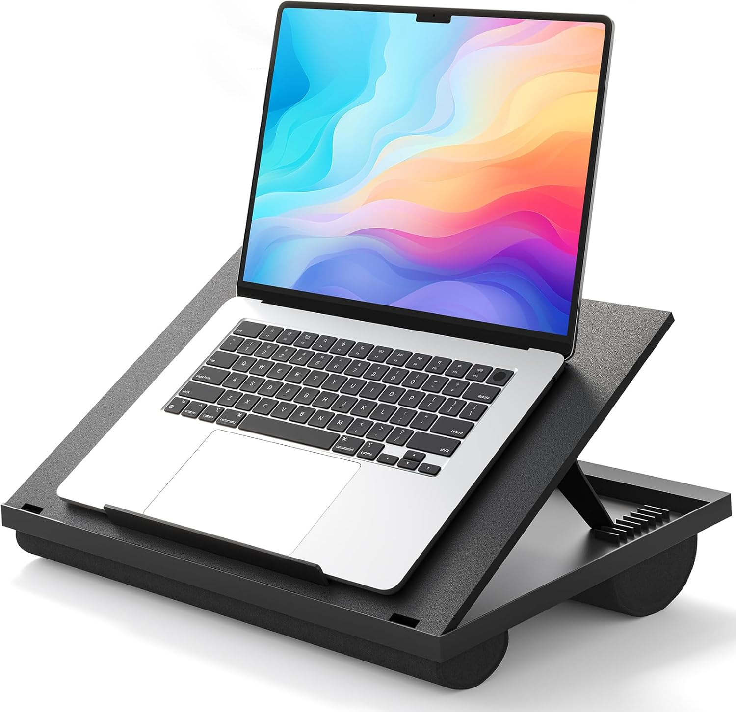 Adjustable Lap Desk - 8 Adjustable Angles & Dual Cushions Laptop Stand Fits Up to 15.6In for Car, Work Table, Lap Writing Board & Drawing Desk on Sofa or Bed (Black)